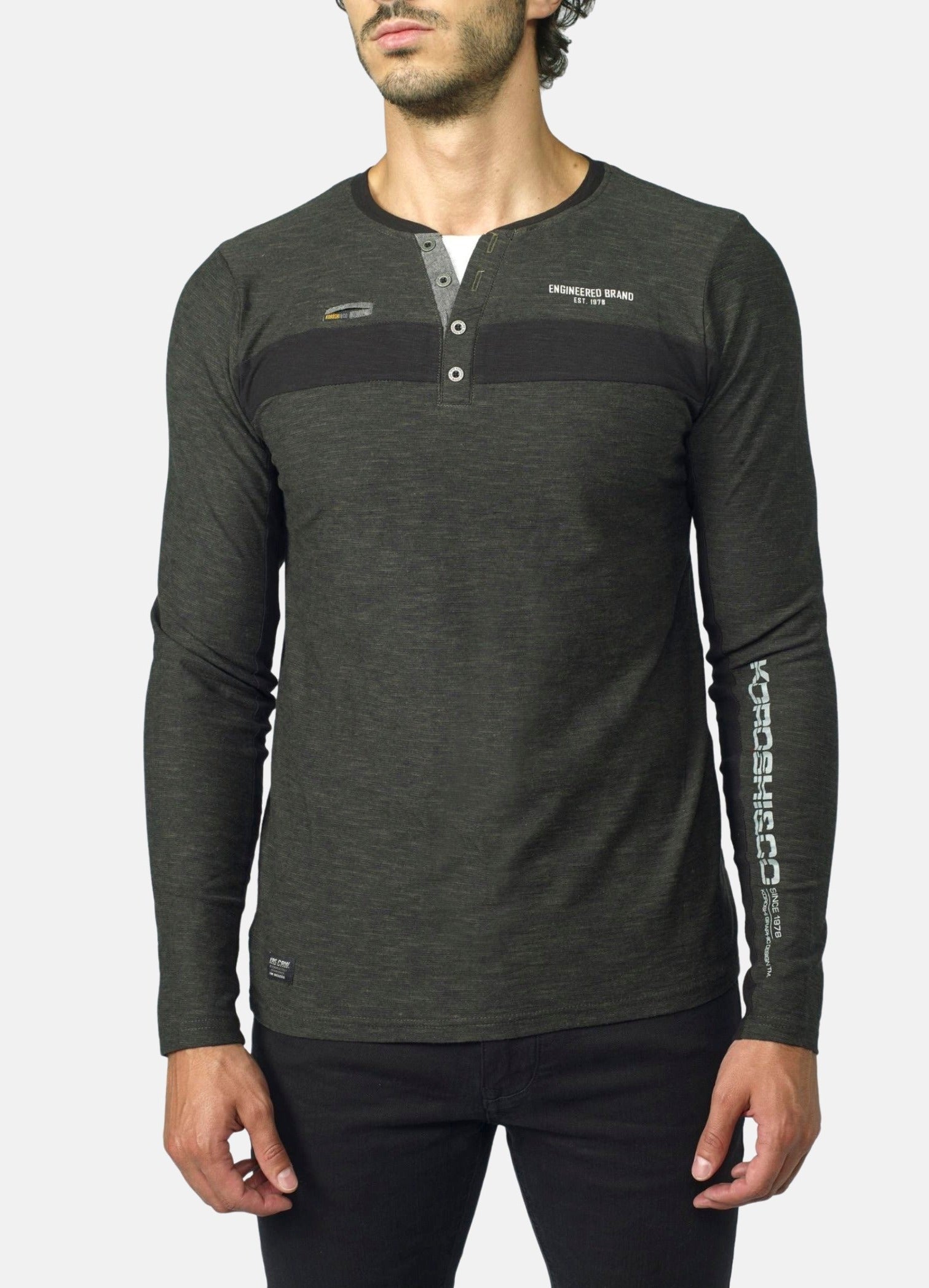 Camiseta Manga Larga Hombre Cuello Panadero Bicolor – Koroshi 2021ML03