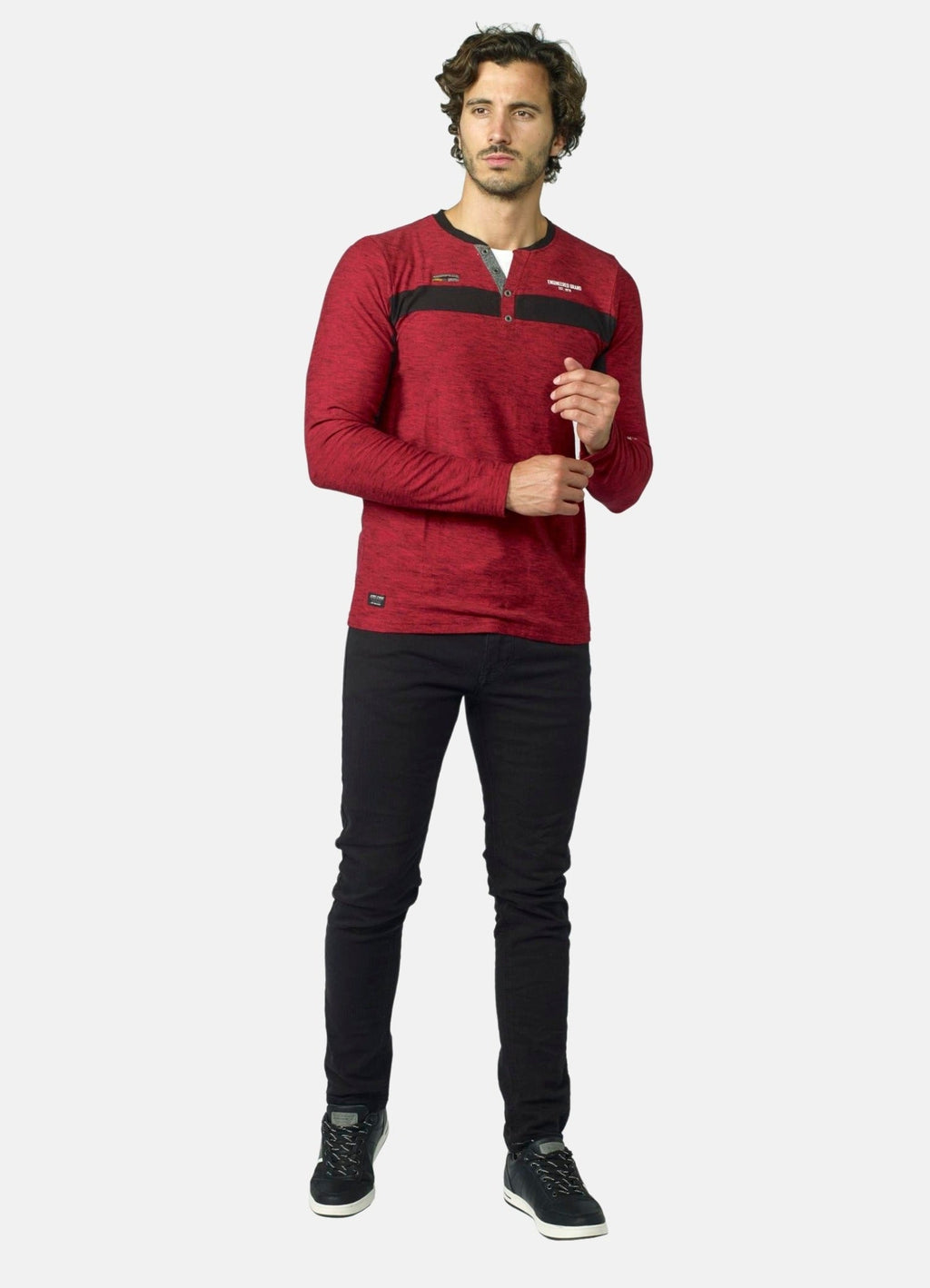 Camiseta Manga Larga Hombre Cuello Panadero Bicolor – Koroshi 2021ML03