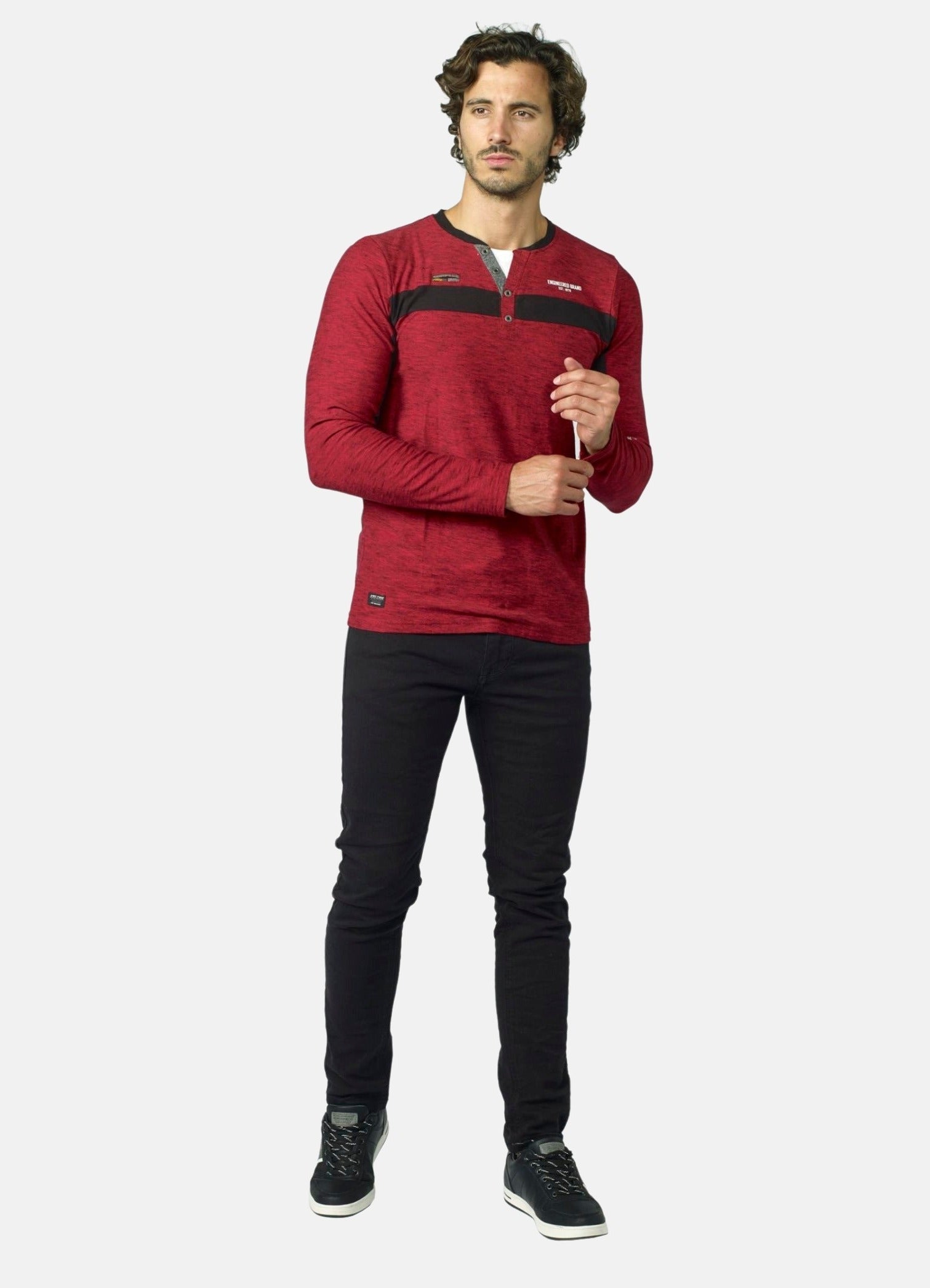 Camiseta Manga Larga Hombre Cuello Panadero Bicolor – Koroshi 2021ML03