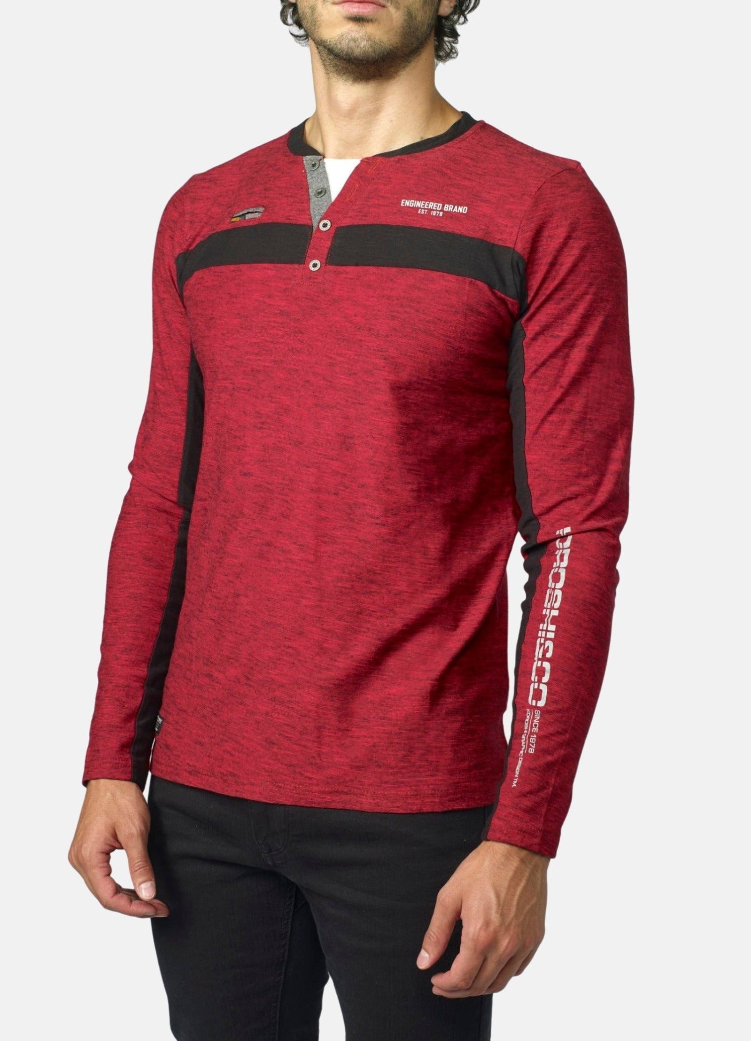 Camiseta Manga Larga Hombre Cuello Panadero Bicolor – Koroshi 2021ML03