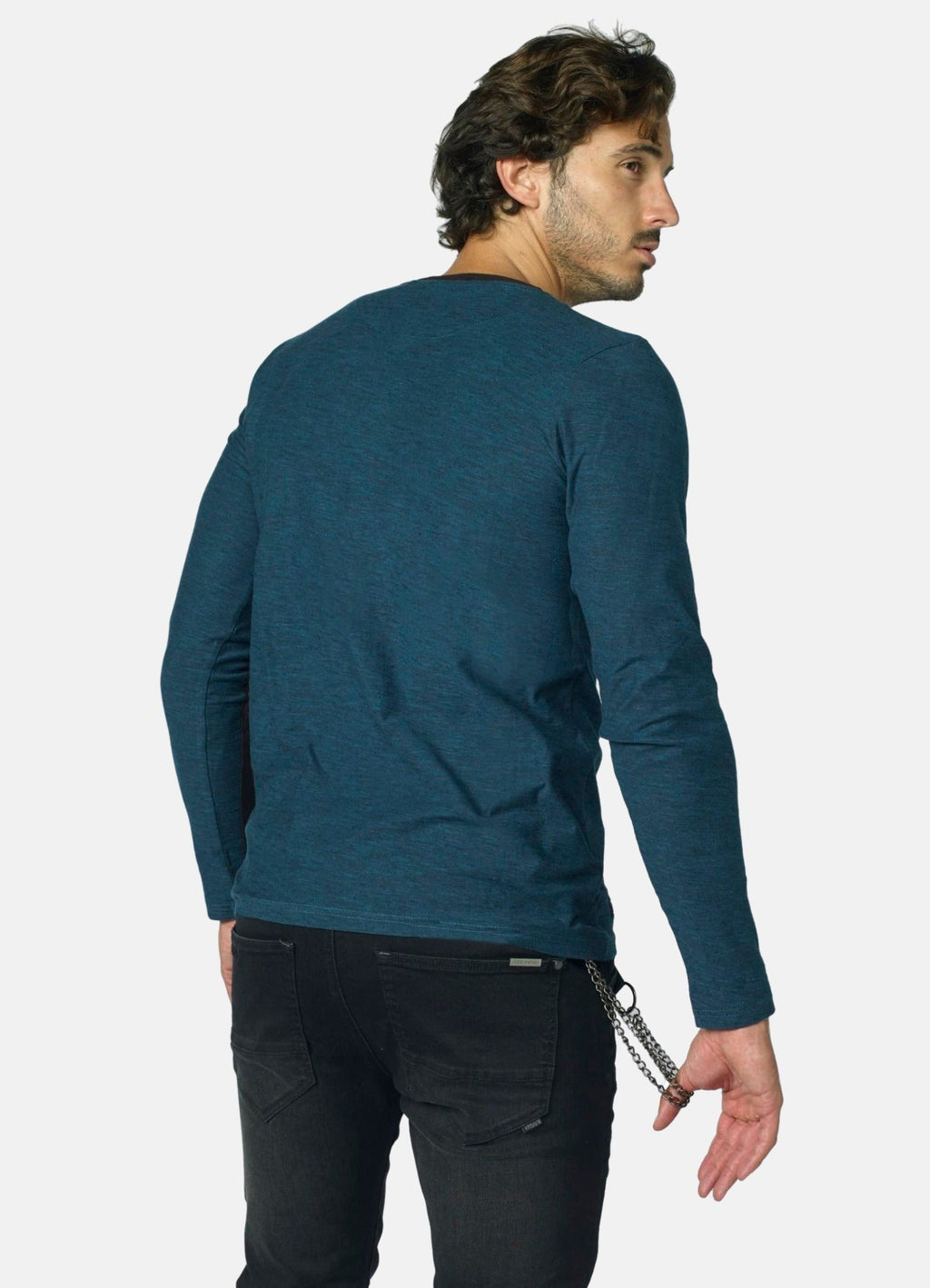 Camiseta Manga Larga Hombre Cuello Panadero Bicolor – Koroshi 2021ML03