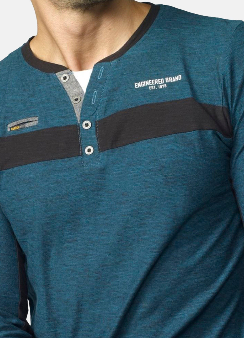 Camiseta Manga Larga Hombre Cuello Panadero Bicolor – Koroshi 2021ML03