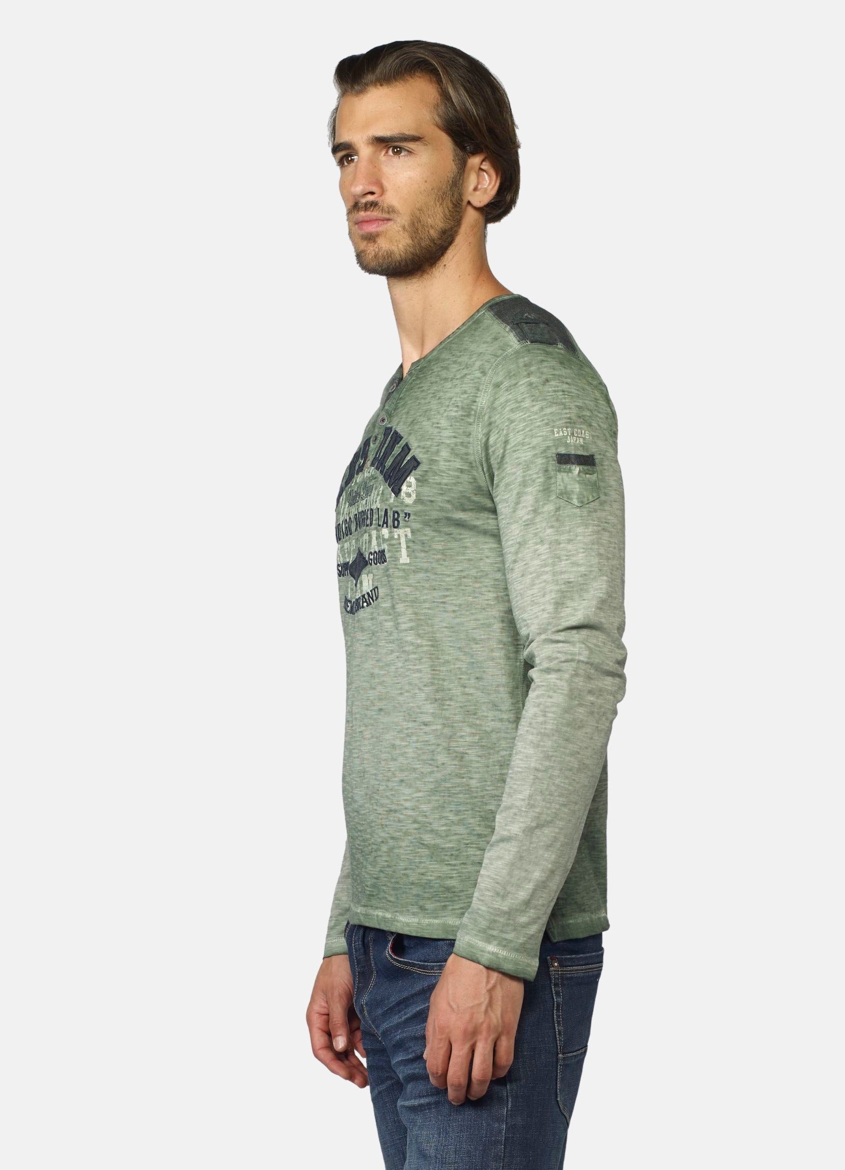 Camiseta Manga Larga Hombre Efecto Lavado Estampada – Koroshi 2021ML05