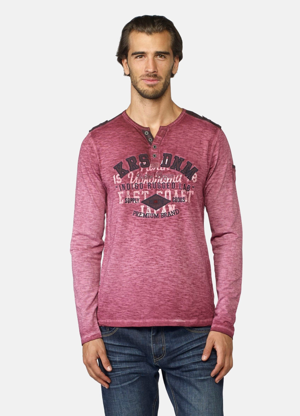 Camiseta Manga Larga Hombre Efecto Lavado Estampada – Koroshi 2021ML05