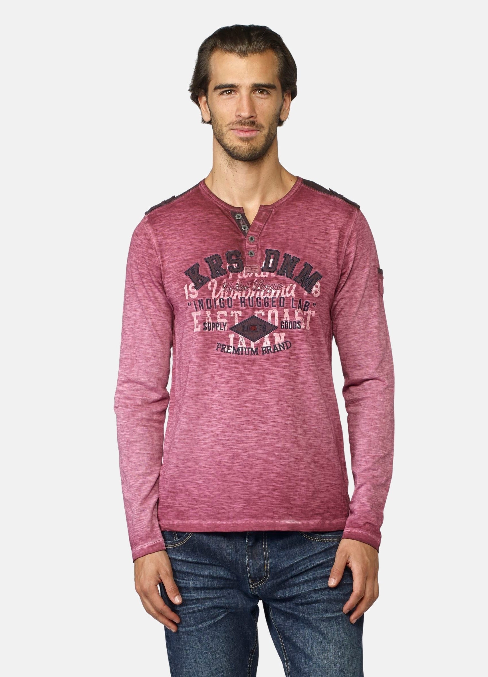 Camiseta Manga Larga Hombre Efecto Lavado Estampada – Koroshi 2021ML05