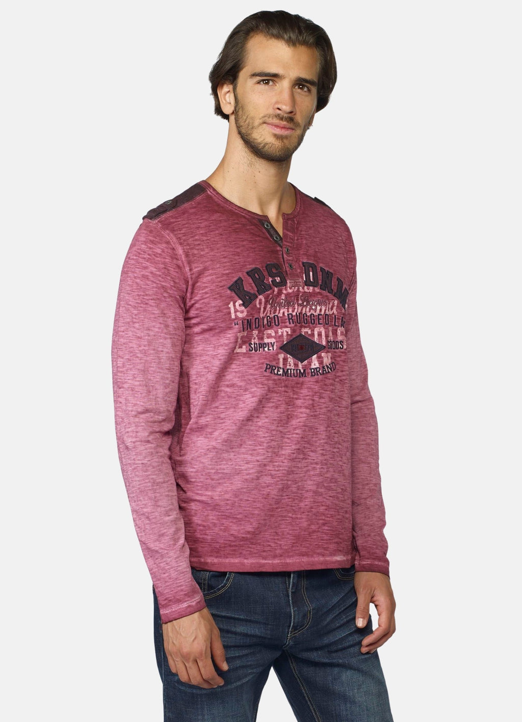 Camiseta Manga Larga Hombre Efecto Lavado Estampada – Koroshi 2021ML05