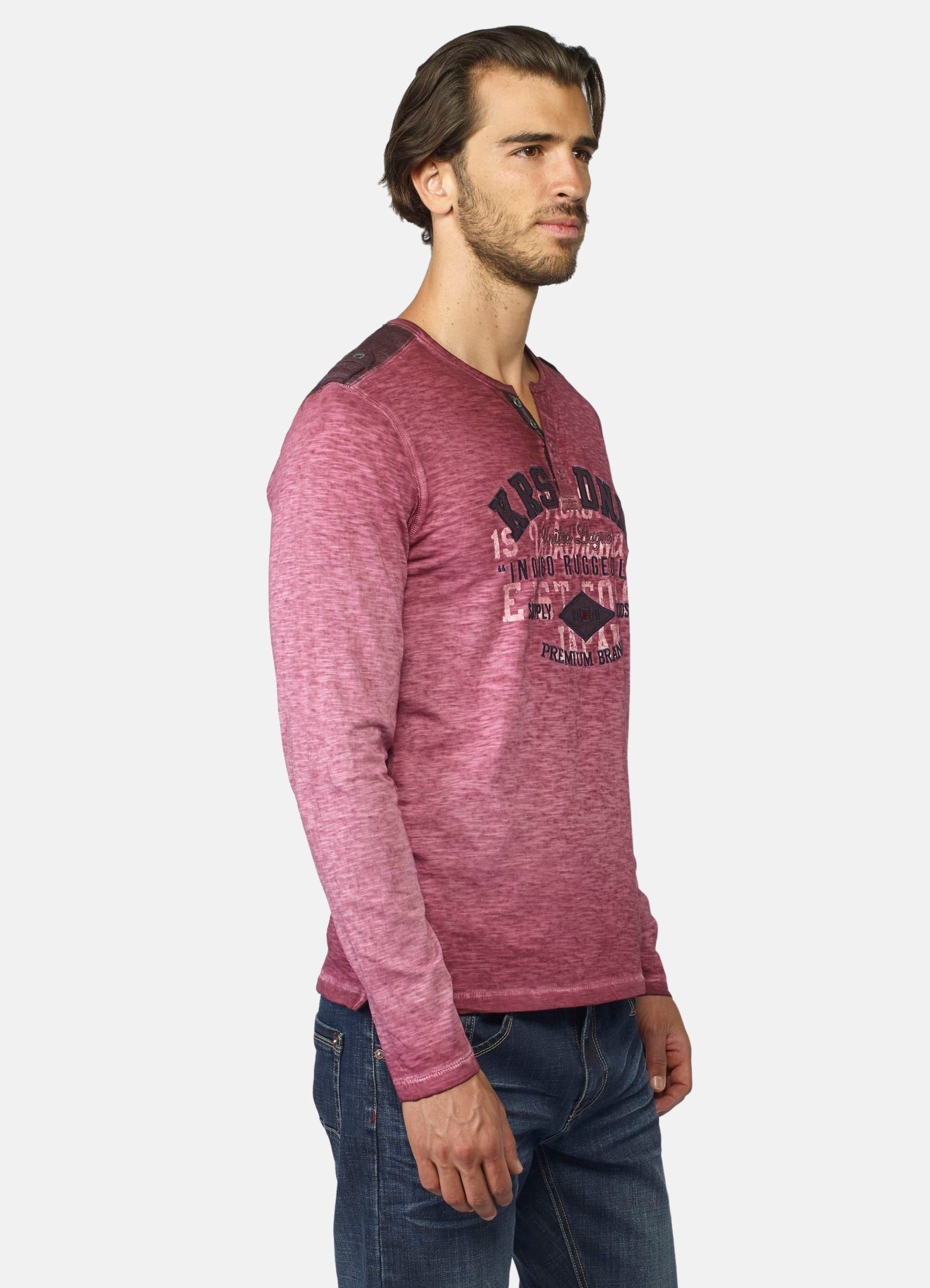 Camiseta Manga Larga Hombre Efecto Lavado Estampada – Koroshi 2021ML05