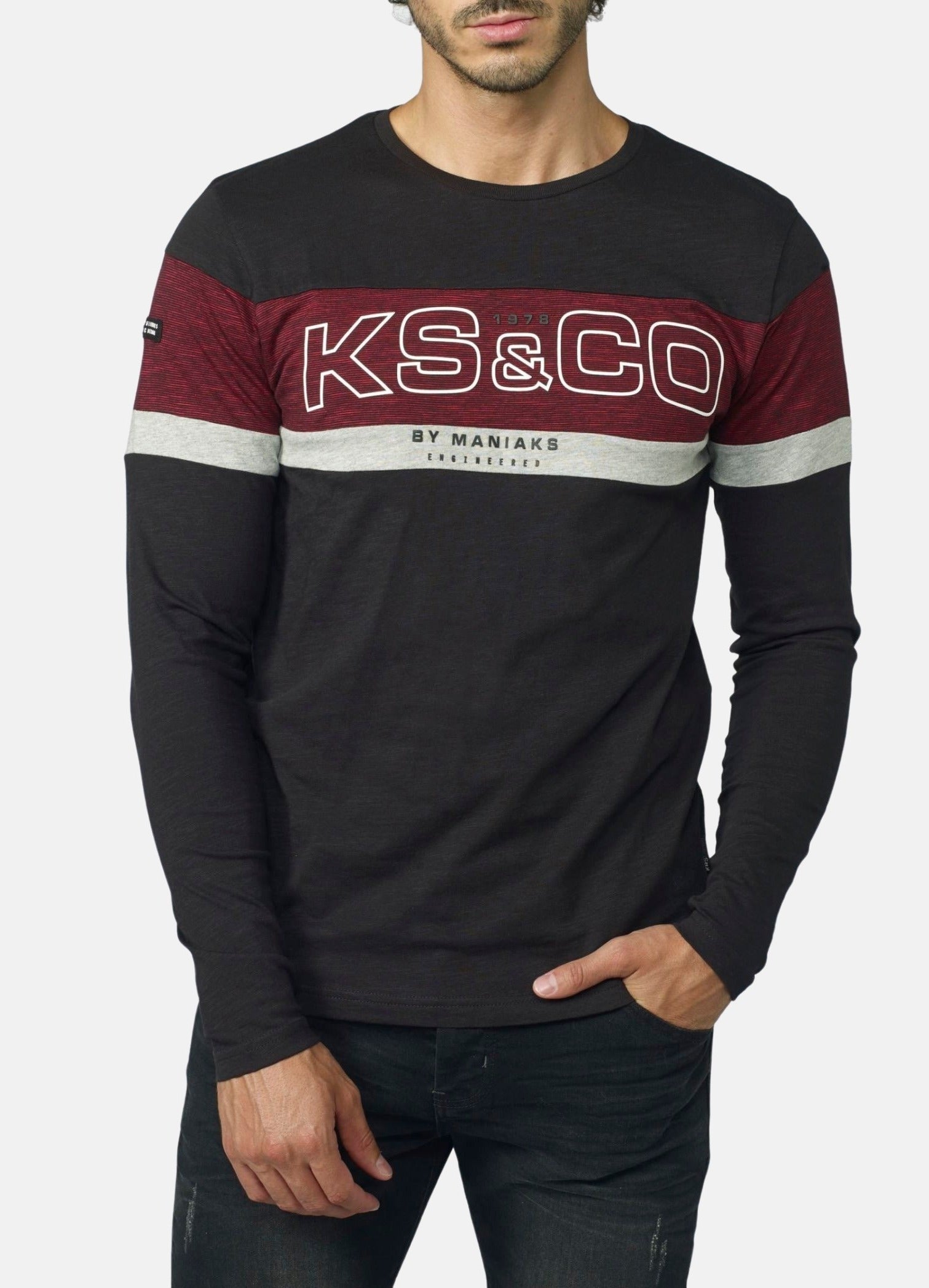 Camiseta Manga Larga Hombre Cortes a Contraste – Koroshi 2021ML07