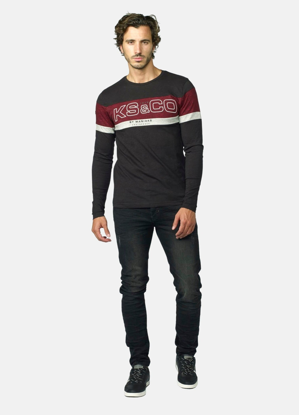 Camiseta Manga Larga Hombre Cortes a Contraste – Koroshi 2021ML07