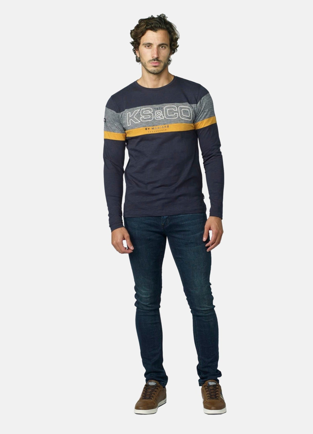 Camiseta Manga Larga Hombre Cortes a Contraste – Koroshi 2021ML07