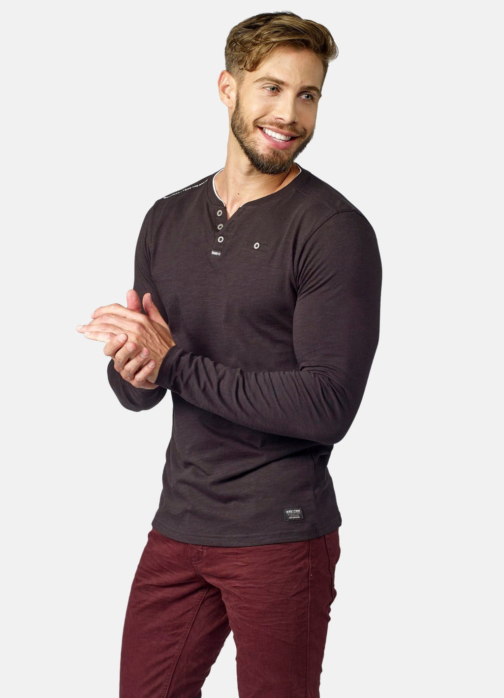 Camiseta Manga Larga Hombre Cuello Panadero Estampada – Koroshi 2021ML11