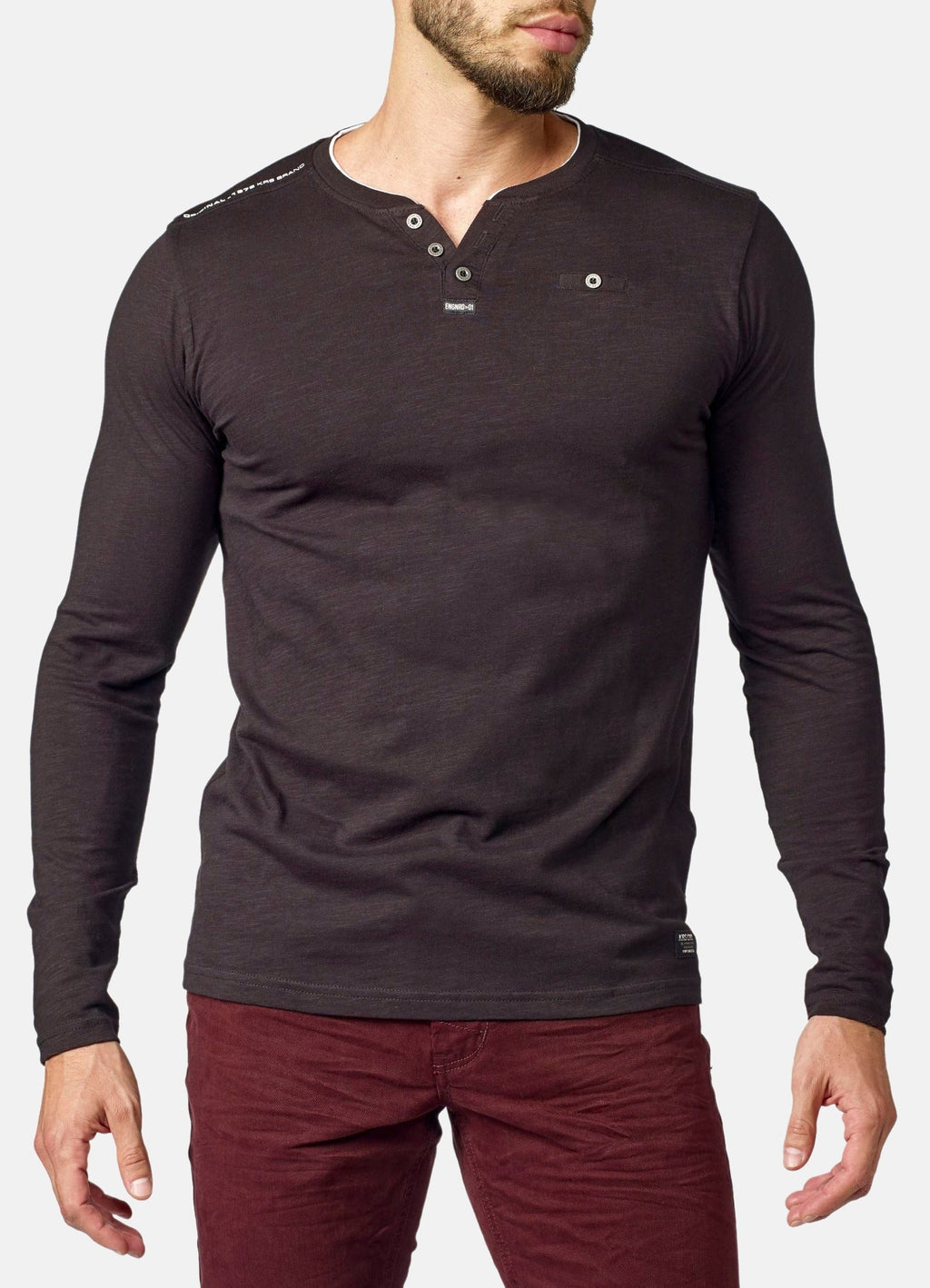 Camiseta Manga Larga Hombre Cuello Panadero Estampada – Koroshi 2021ML11