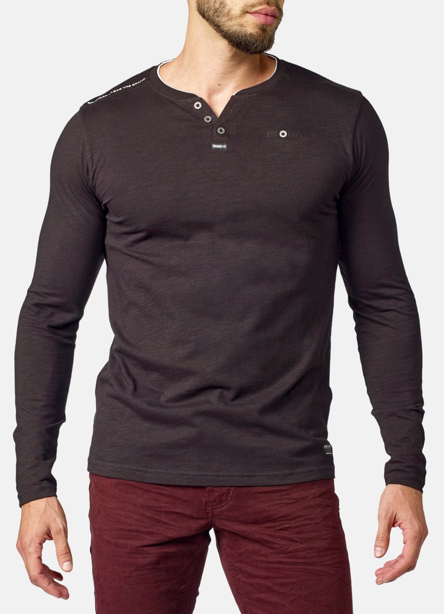 Camiseta Manga Larga Hombre Cuello Panadero Estampada – Koroshi 2021ML11