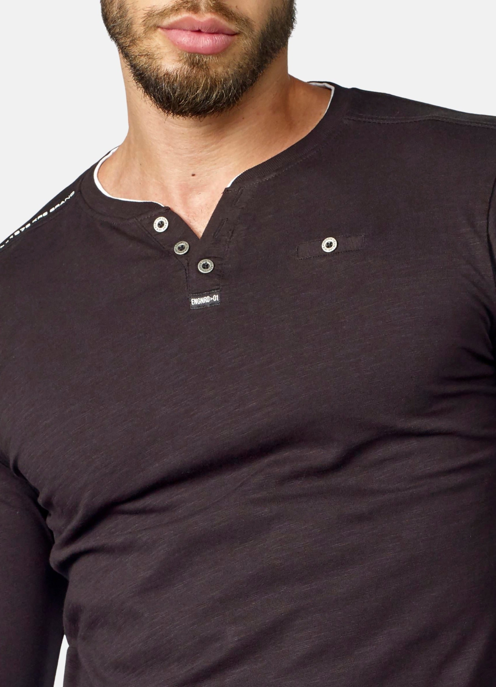 Camiseta Manga Larga Hombre Cuello Panadero Estampada – Koroshi 2021ML11