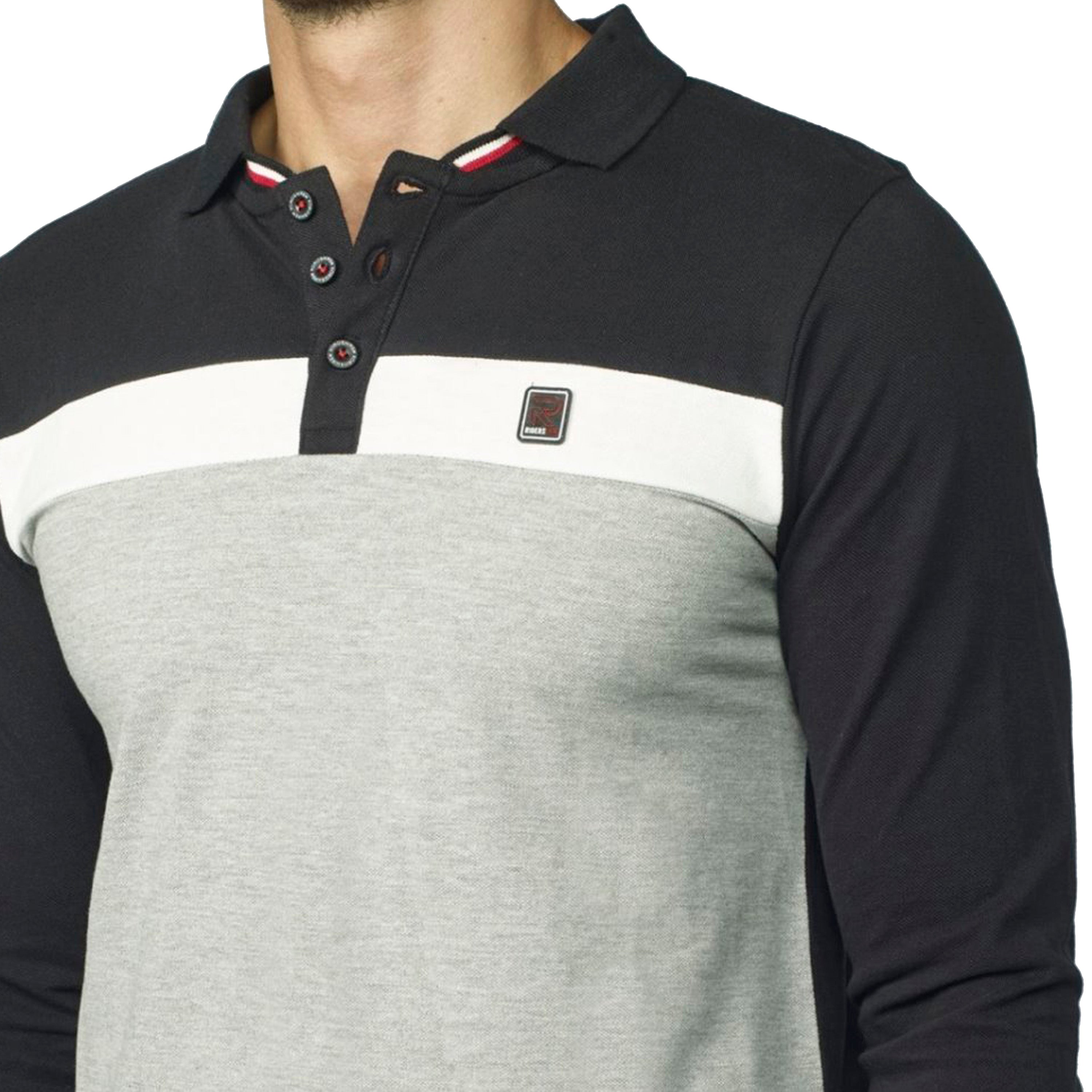 Polo Manga Larga Hombre Piqué con Cortes a Contraste – Koroshi 2021PL02