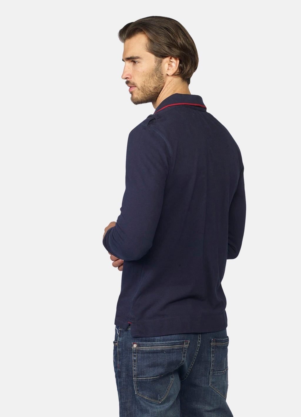 Polo Manga Larga Hombre Piqué con Bordados Tipográficos – Koroshi 2021PL10