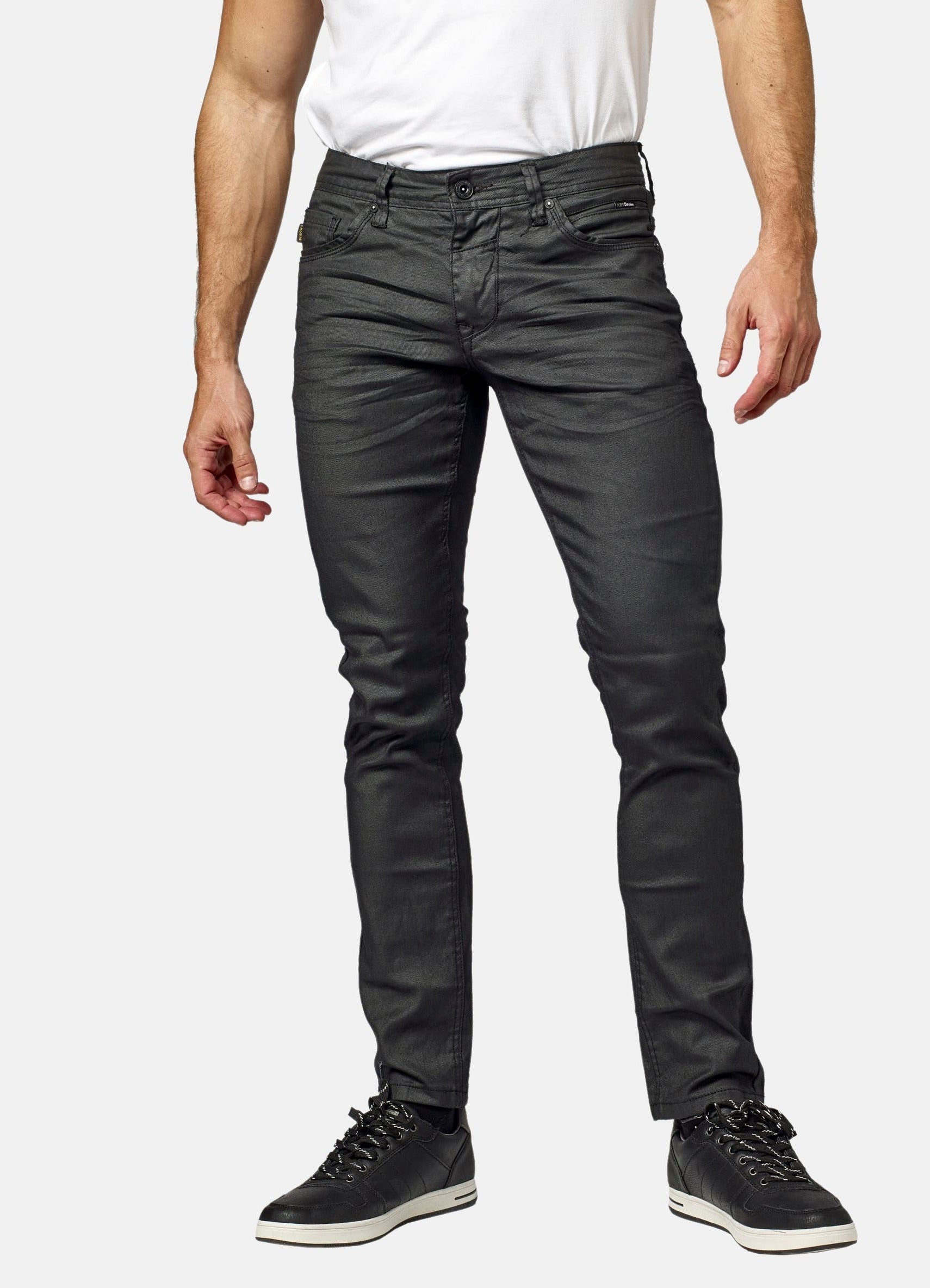 Pantalón Vaquero Hombre Slim Fit Elástico Encerado – Koroshi Negro Denim