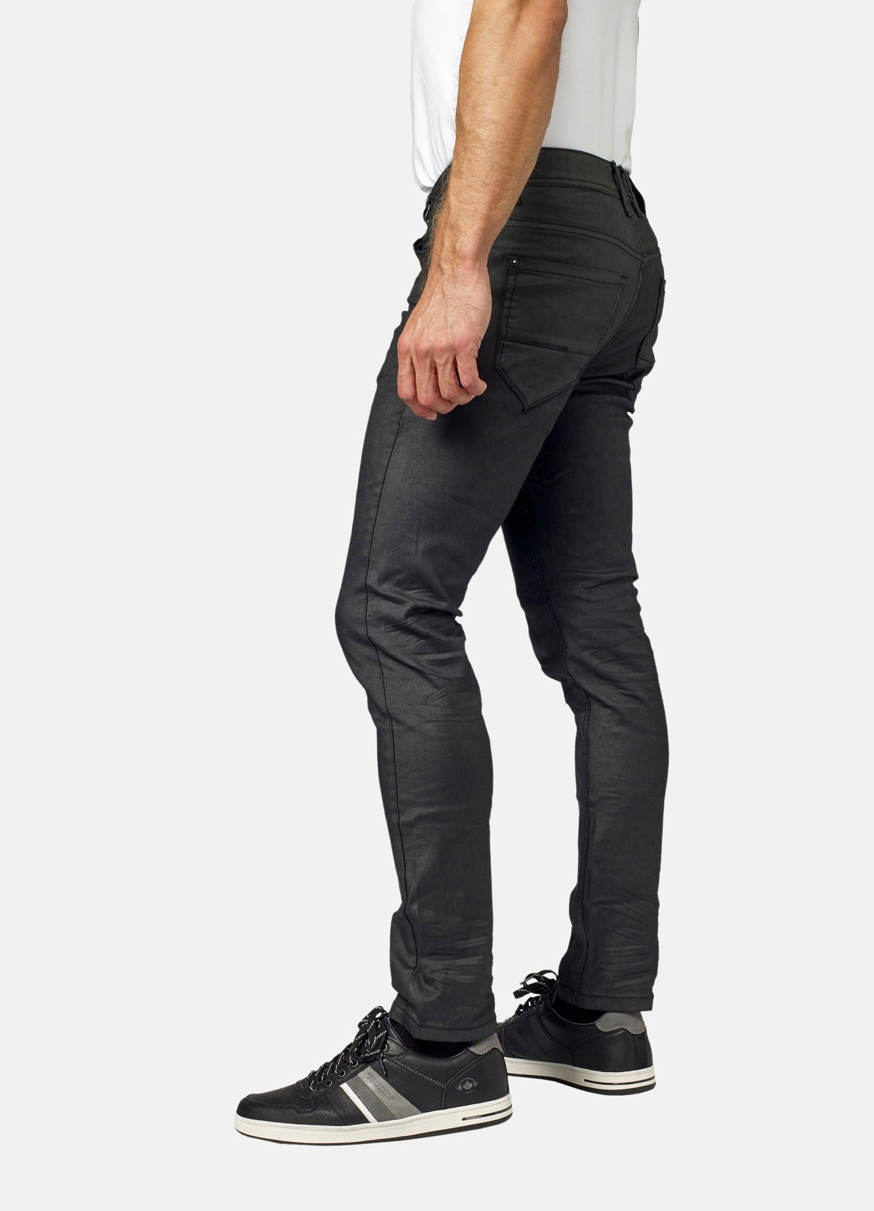 Pantalón Vaquero Hombre Slim Fit Elástico Encerado – Koroshi Negro Denim