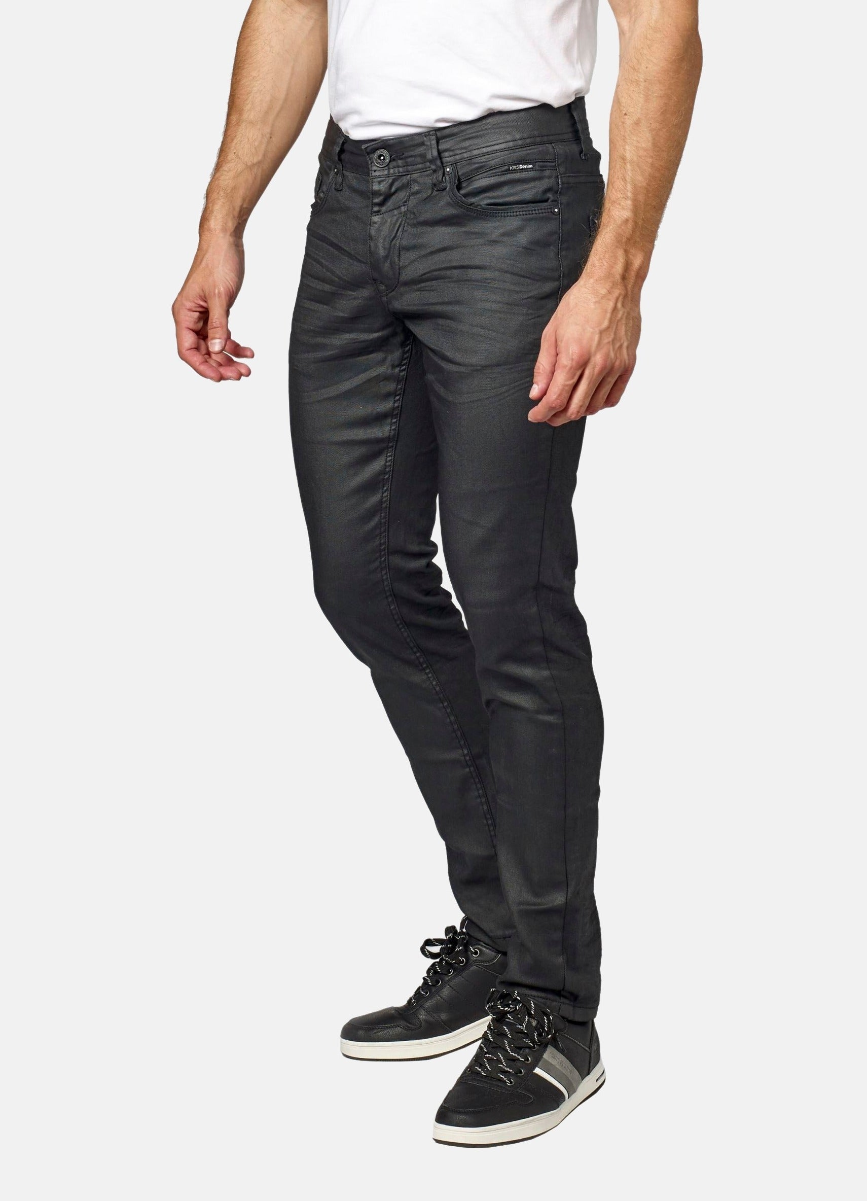 Pantalón Vaquero Hombre Slim Fit Elástico Encerado – Koroshi Negro Denim