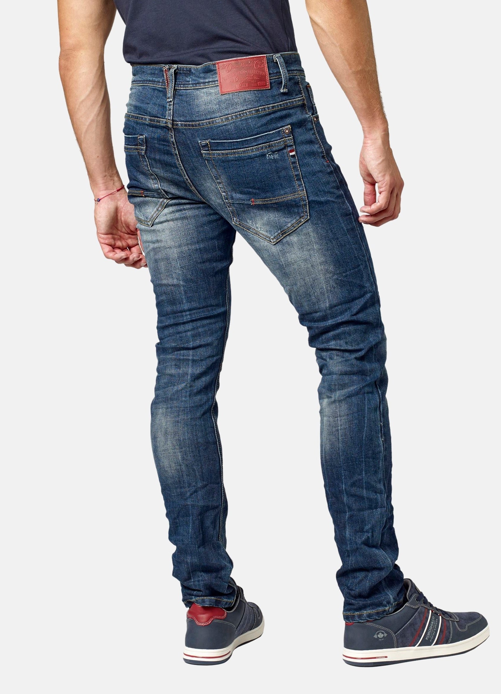 Pantalón Vaquero Hombre Straight Regular Lavado – Koroshi Azul Oscuro