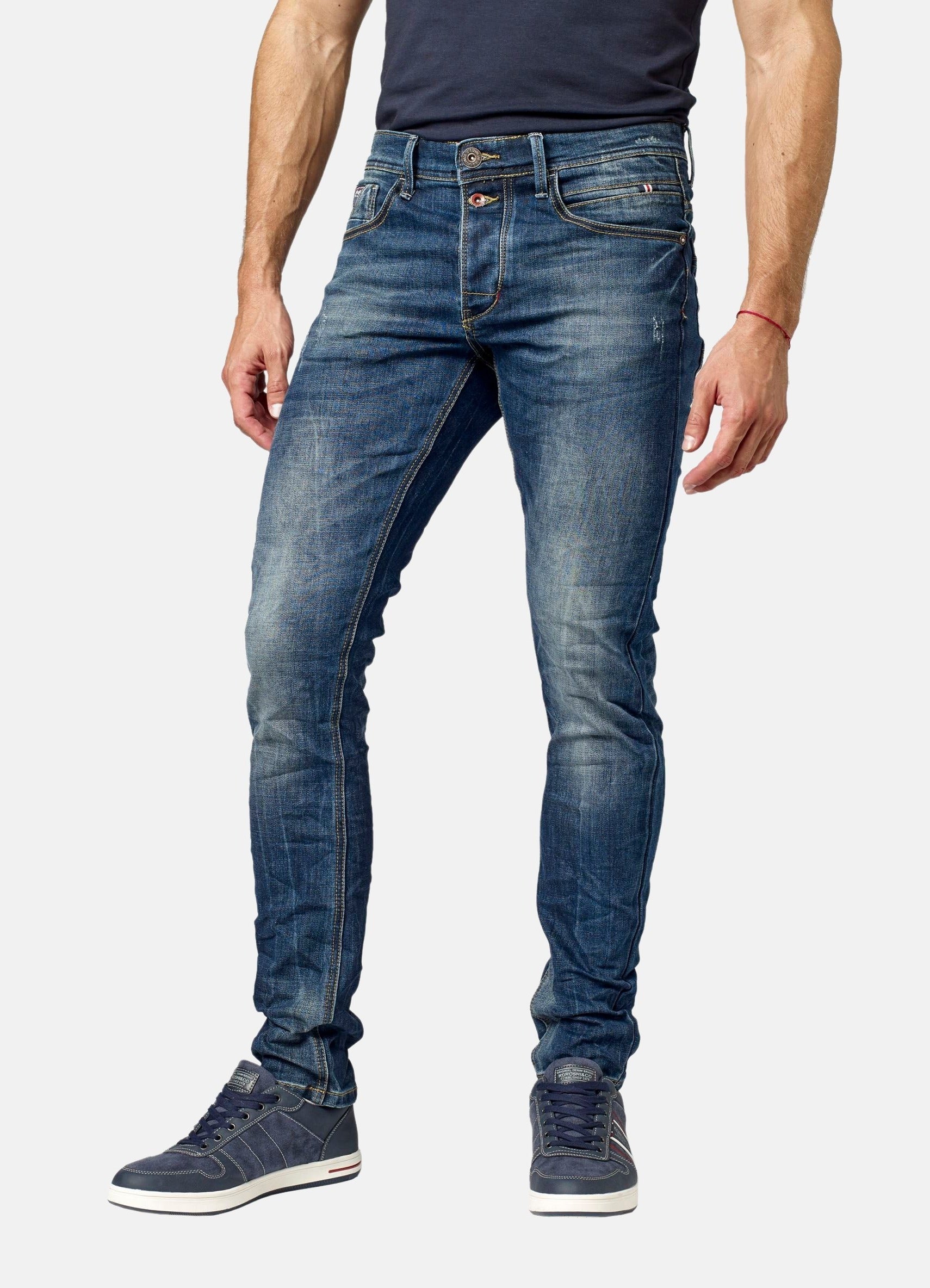 Pantalón Vaquero Hombre Straight Regular Lavado – Koroshi Azul Oscuro