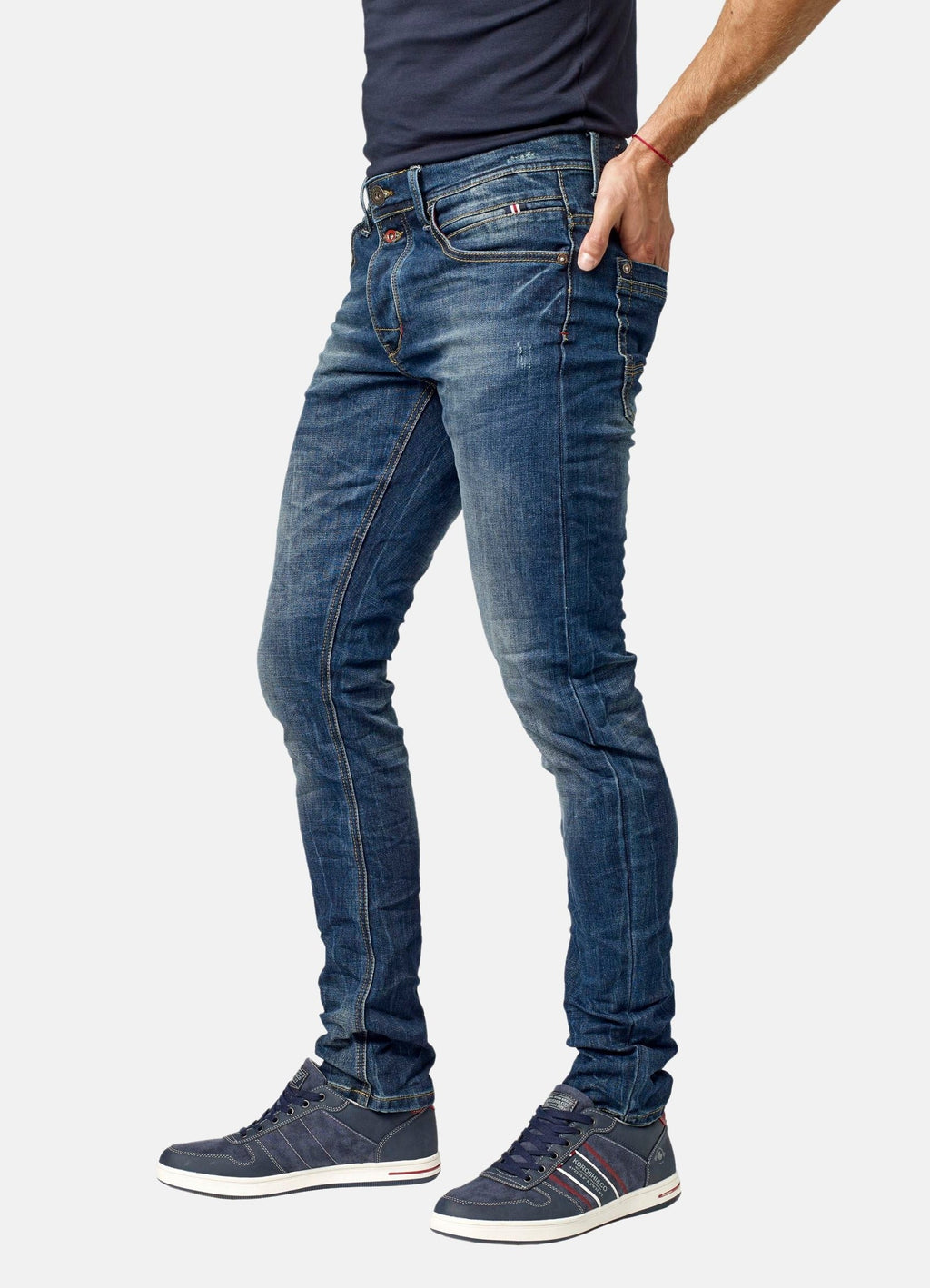 Pantalón Vaquero Hombre Straight Regular Lavado – Koroshi Azul Oscuro