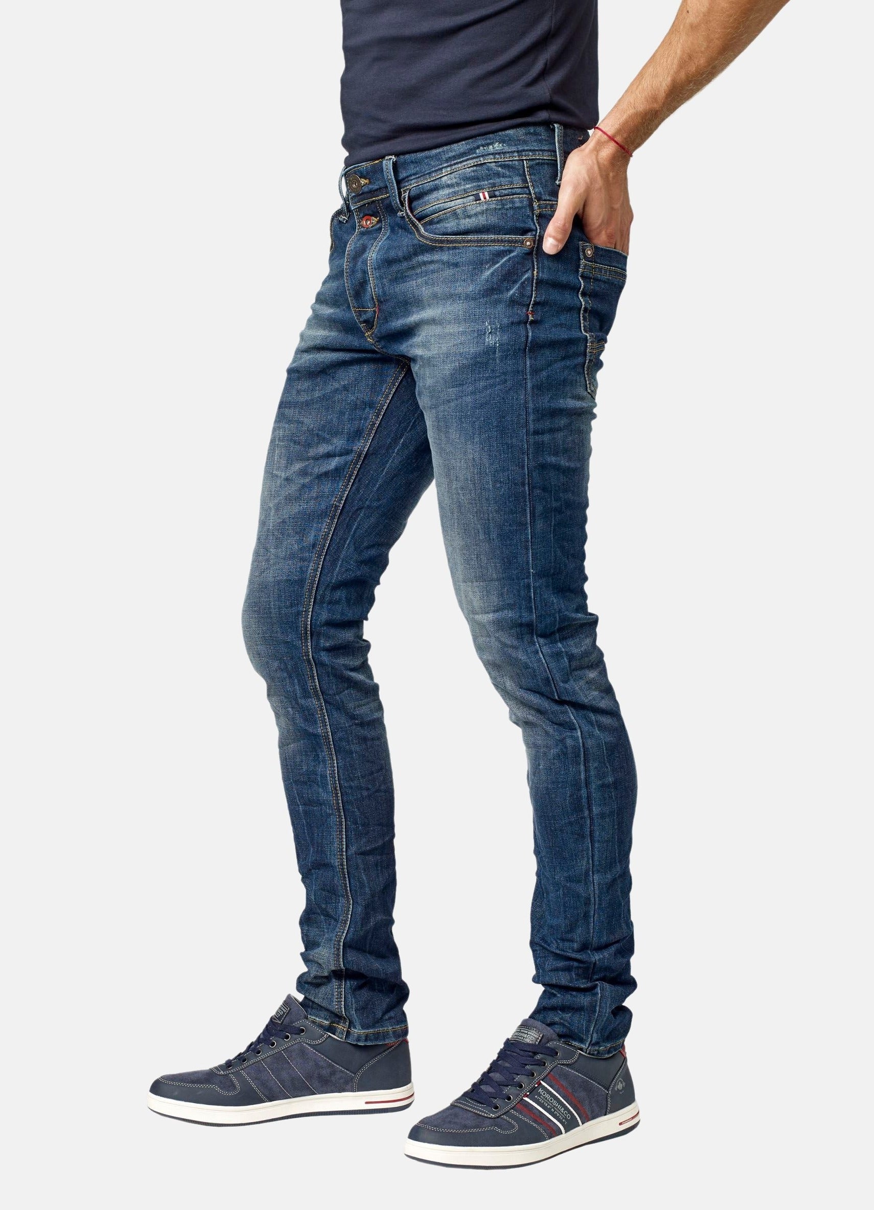 Pantalón Vaquero Hombre Straight Regular Lavado – Koroshi Azul Oscuro
