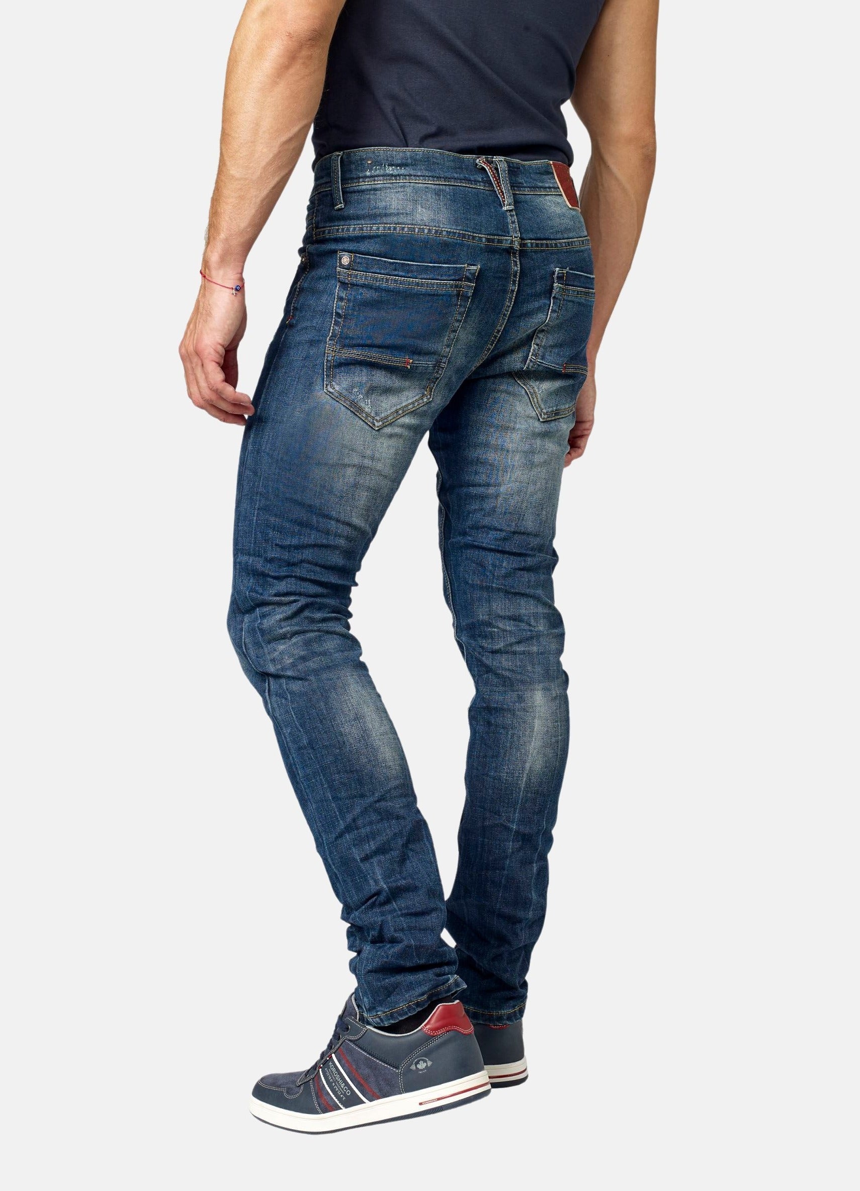 Pantalón Vaquero Hombre Straight Regular Lavado – Koroshi Azul Oscuro