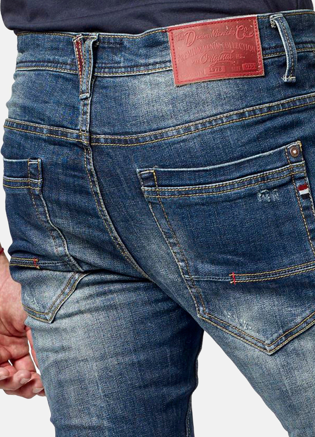 Pantalón Vaquero Hombre Straight Regular Lavado – Koroshi Azul Oscuro