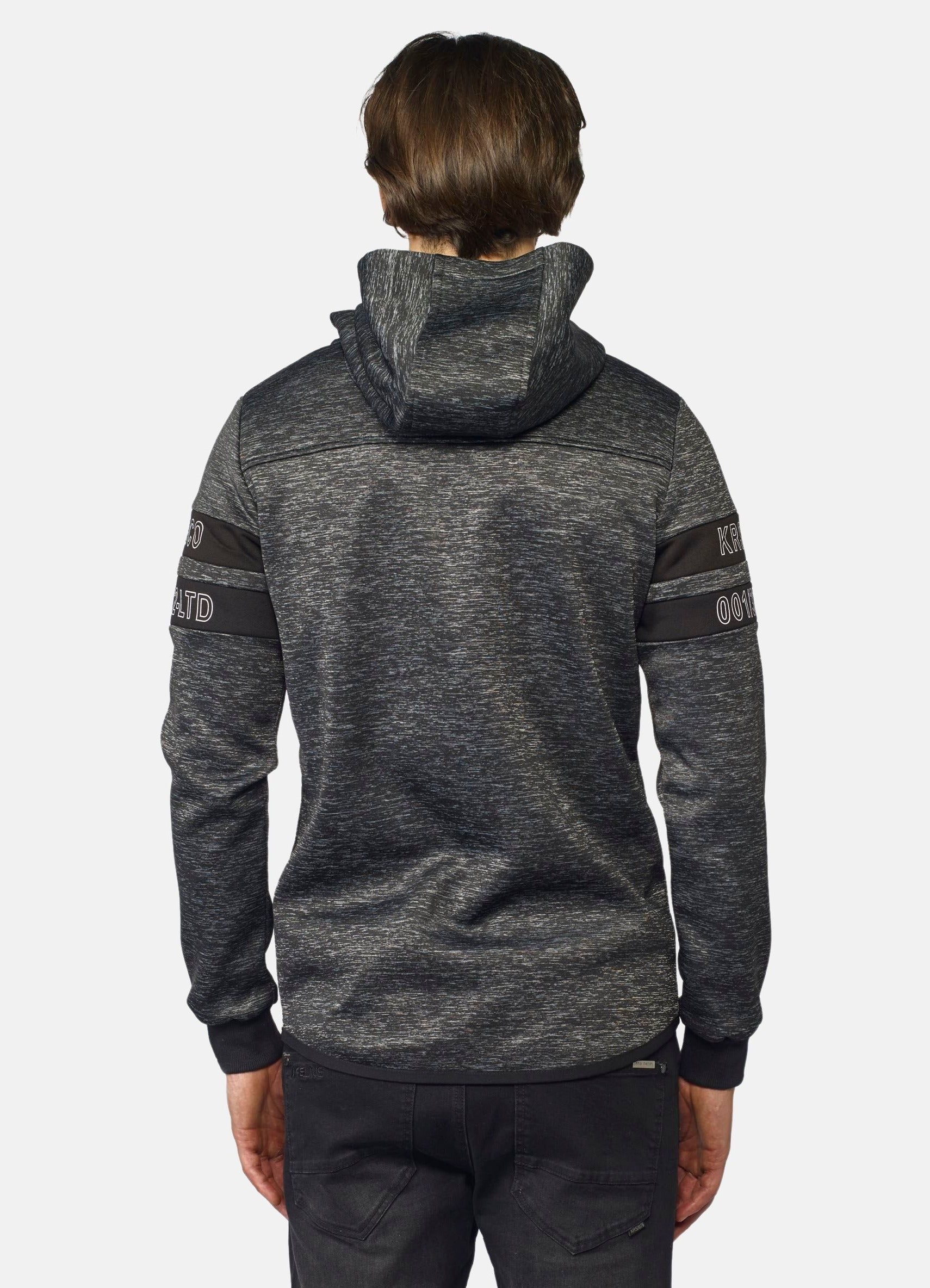 Sudadera con Capucha Hombre Efecto Jaspeado – Koroshi Negro