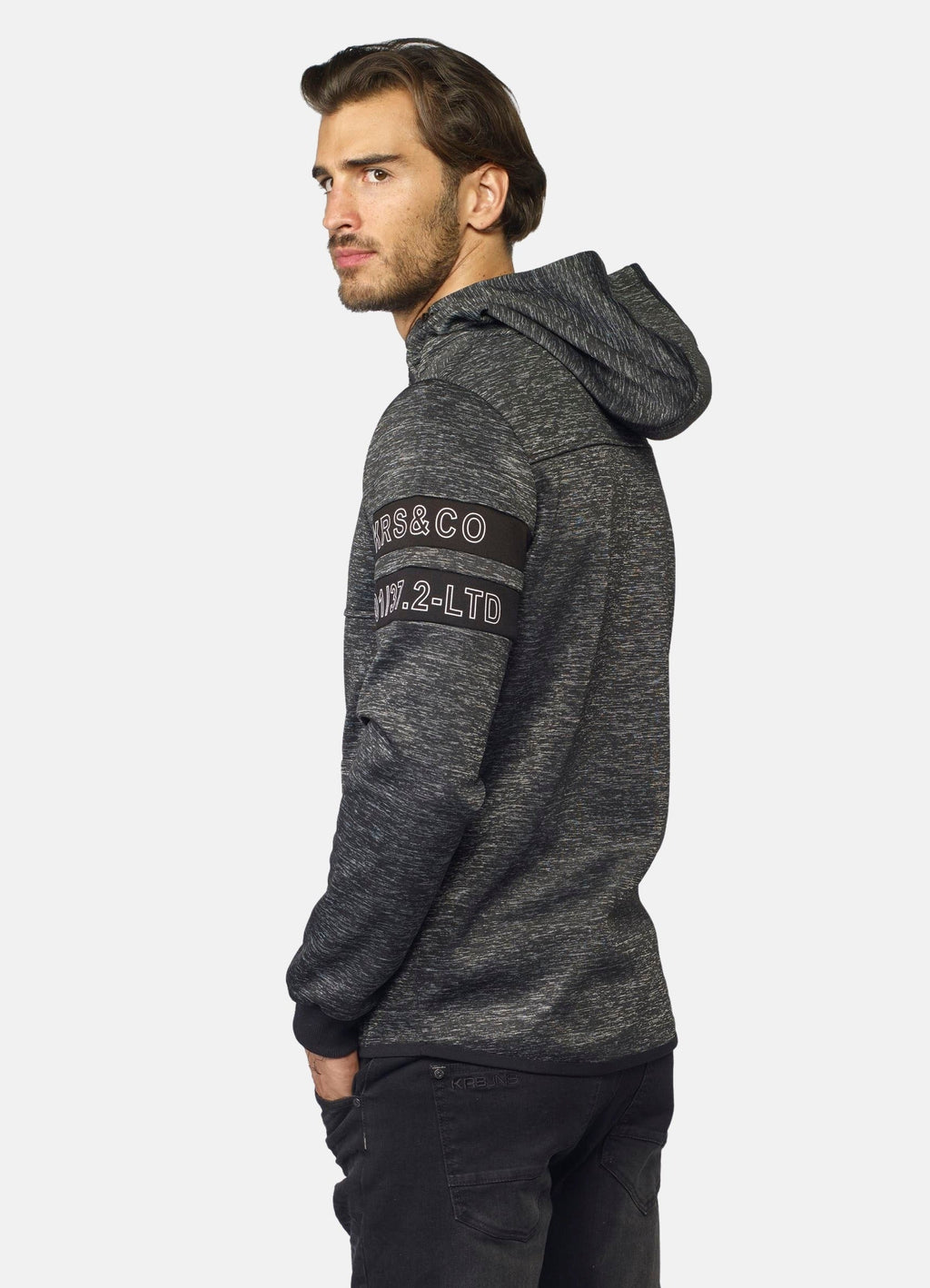 Sudadera con Capucha Hombre Efecto Jaspeado – Koroshi Negro