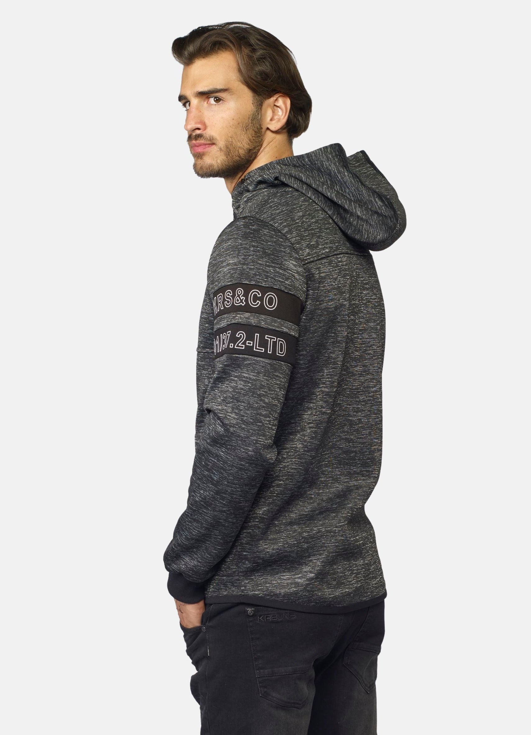 Sudadera con Capucha Hombre Efecto Jaspeado – Koroshi Negro
