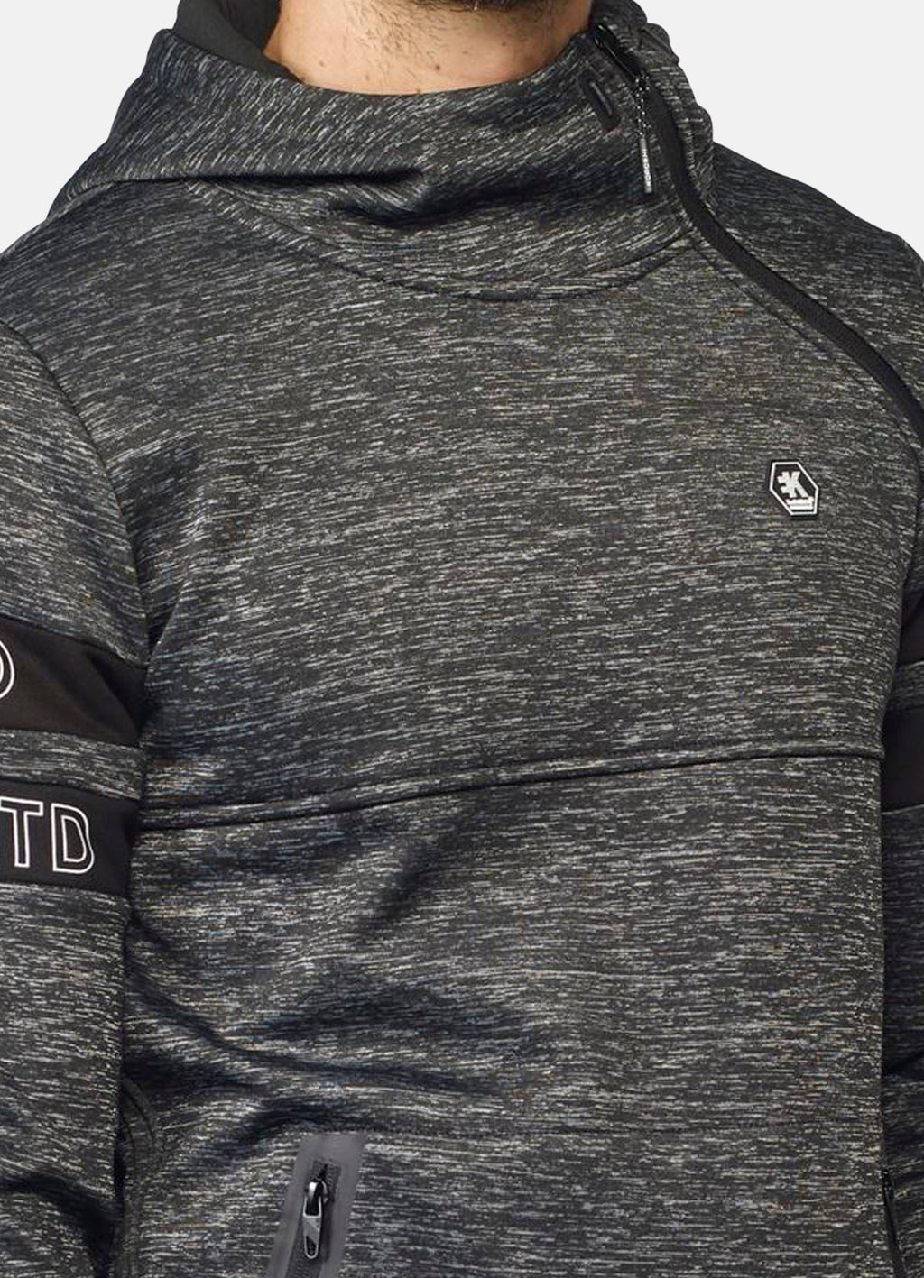 Sudadera con Capucha Hombre Efecto Jaspeado – Koroshi Negro