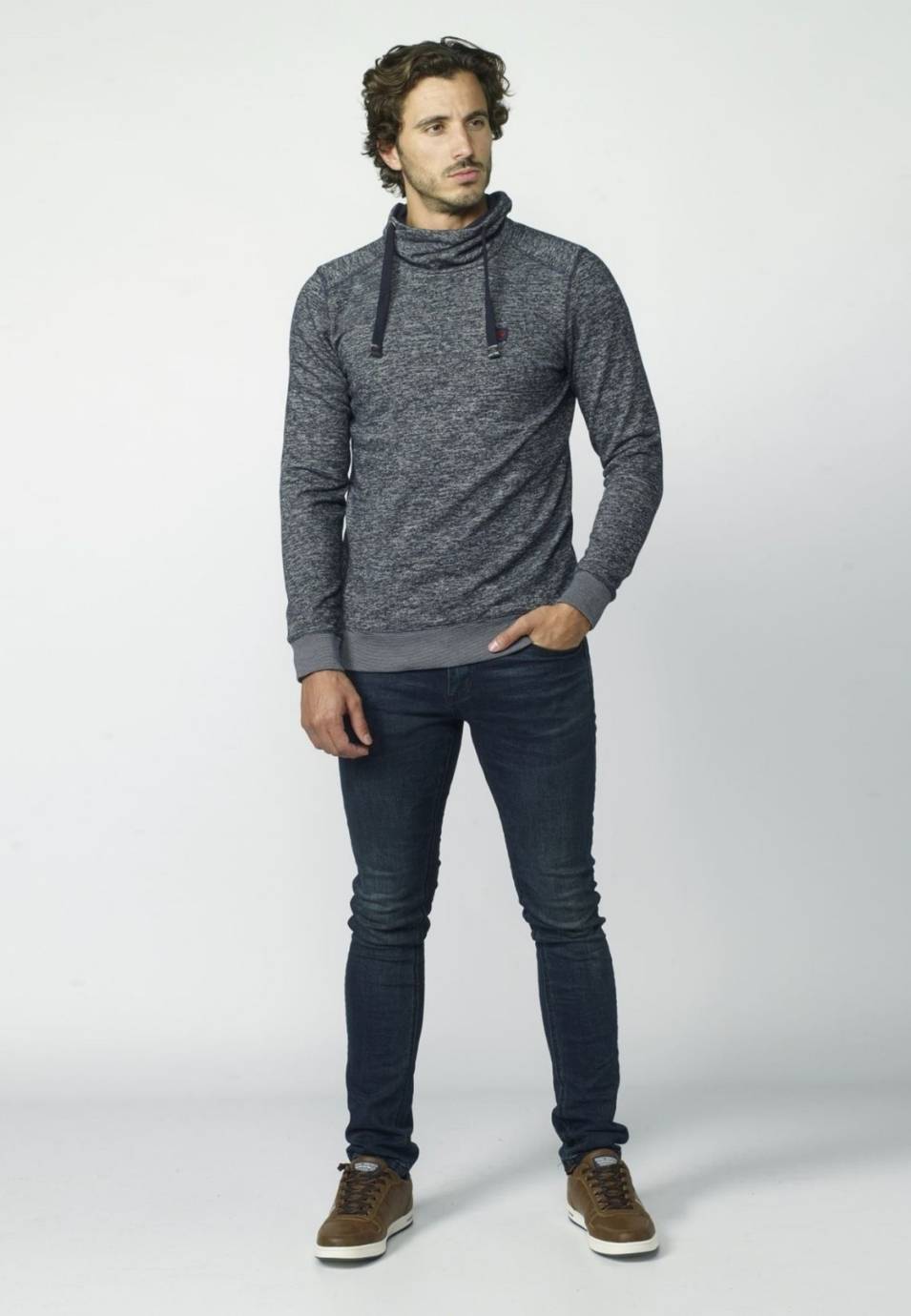 Sudadera Hombre Cuello Cruzado con Cordones – Koroshi 2021SU13