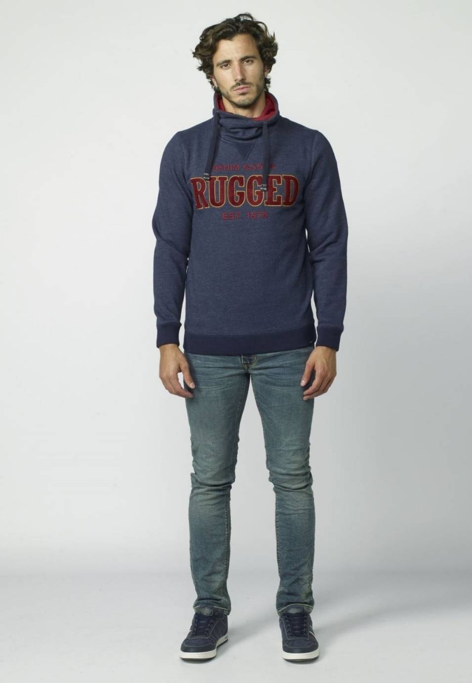 Sudadera Hombre Estampado Texto en Relieve – Koroshi Navy