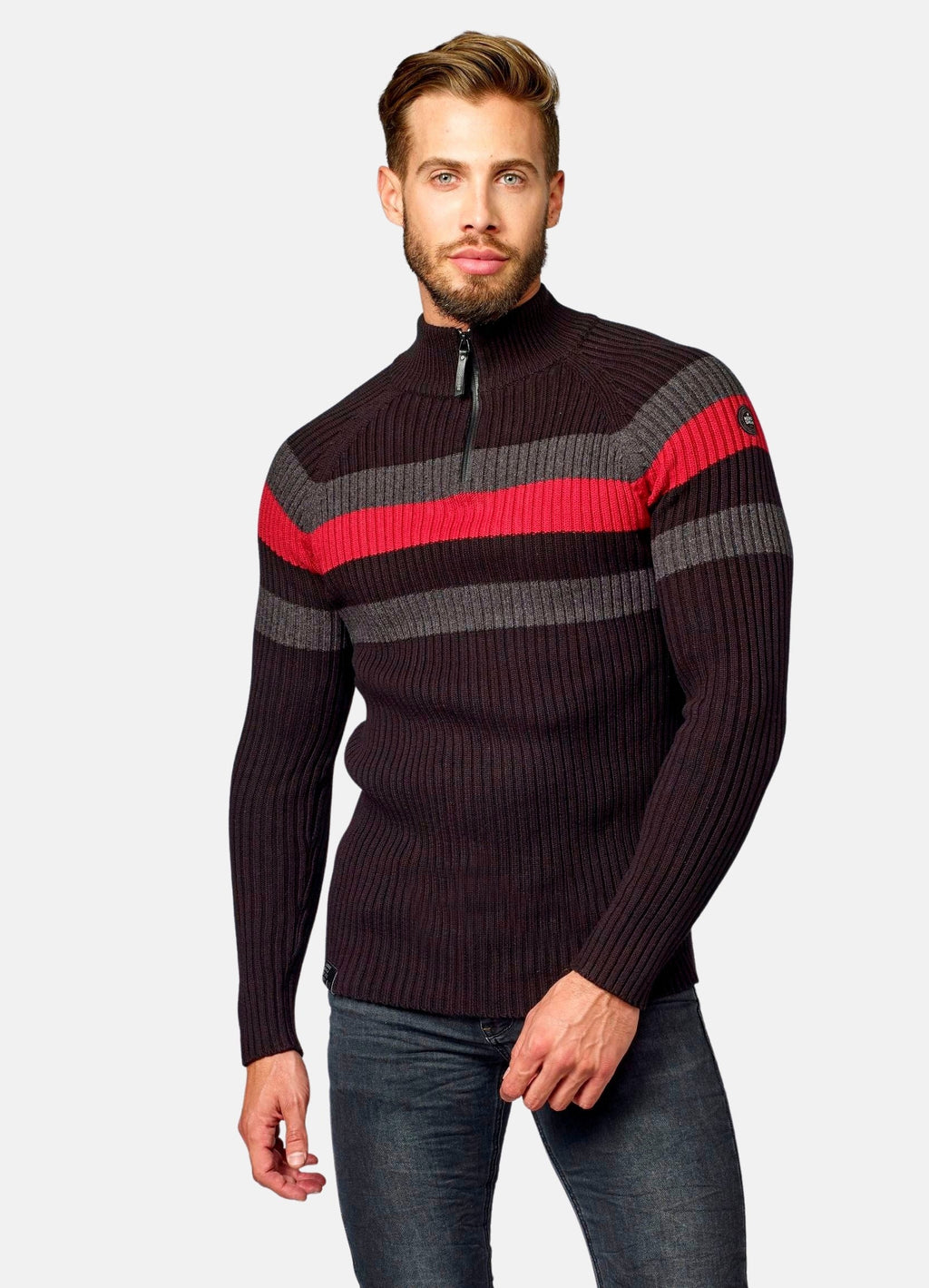 Jersey Hombre Punto Canalé Media Cremallera – Koroshi 2021TR08