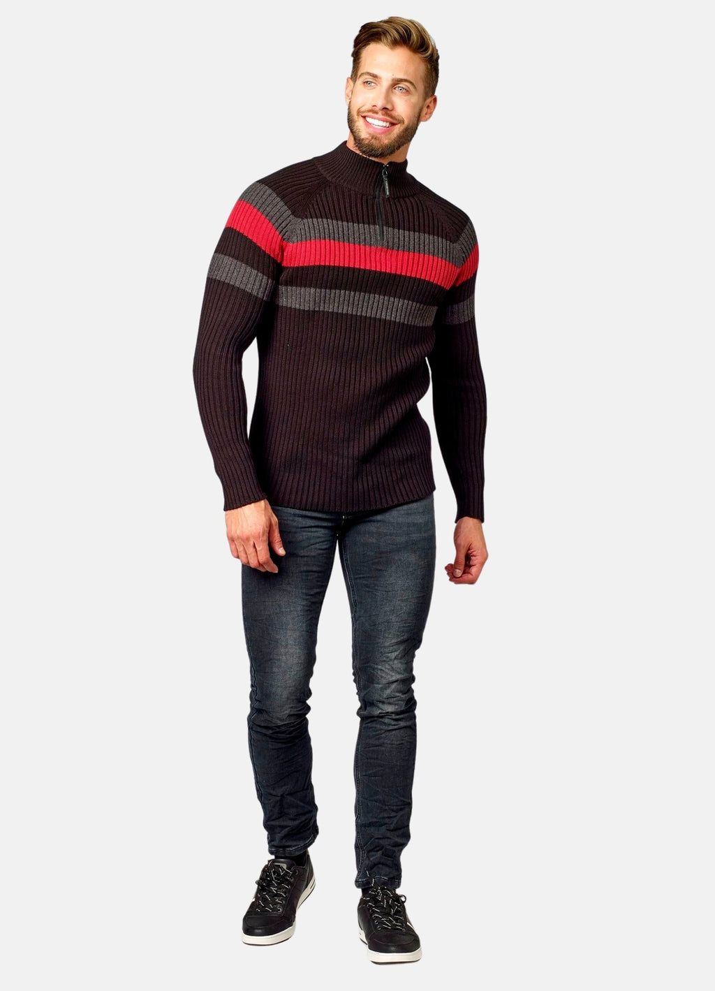 Jersey Hombre Punto Canalé Media Cremallera – Koroshi 2021TR08
