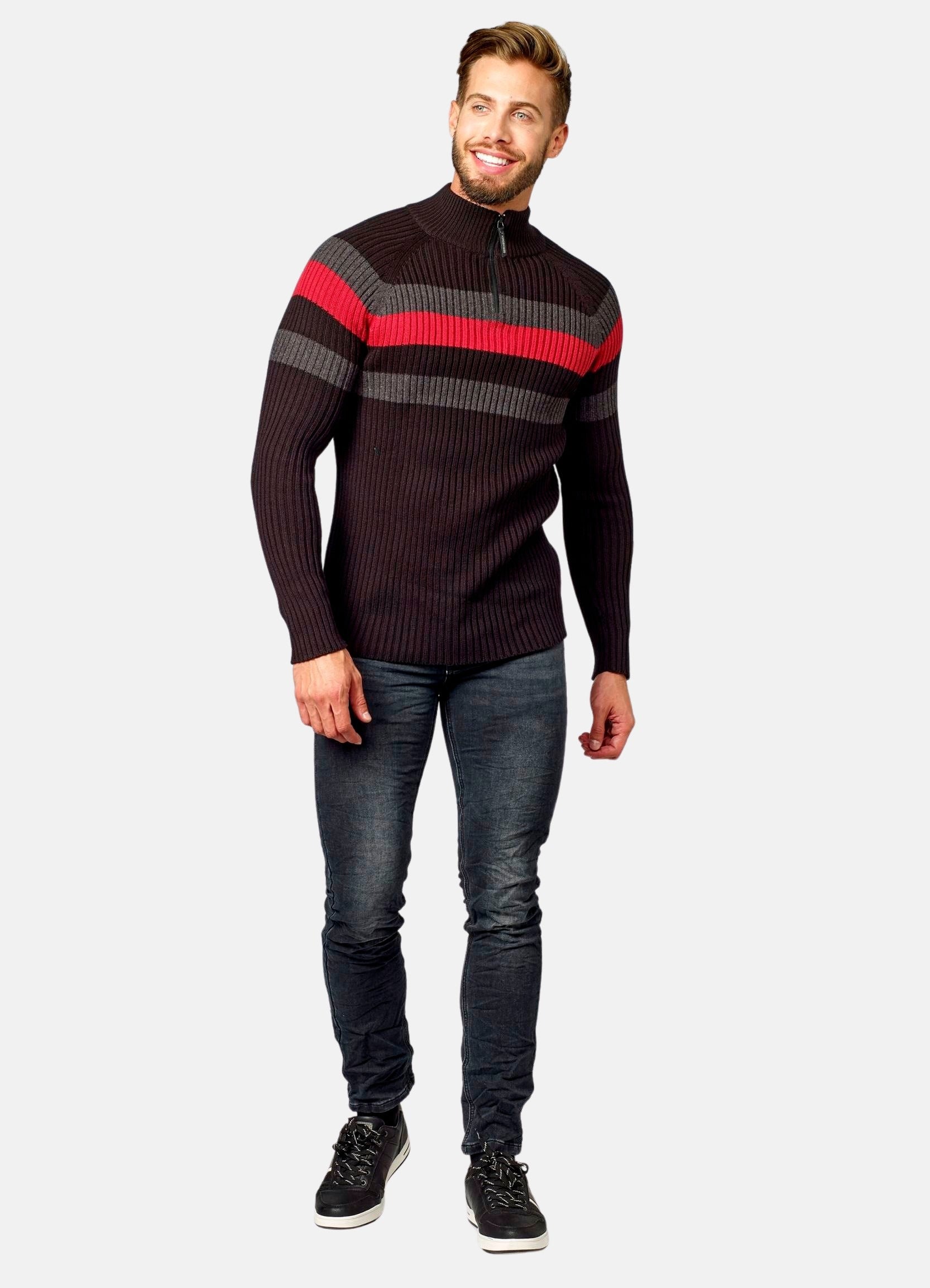 Jersey Hombre Punto Canalé Media Cremallera – Koroshi 2021TR08