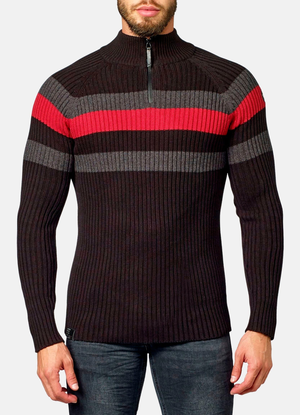Jersey Hombre Punto Canalé Media Cremallera – Koroshi 2021TR08