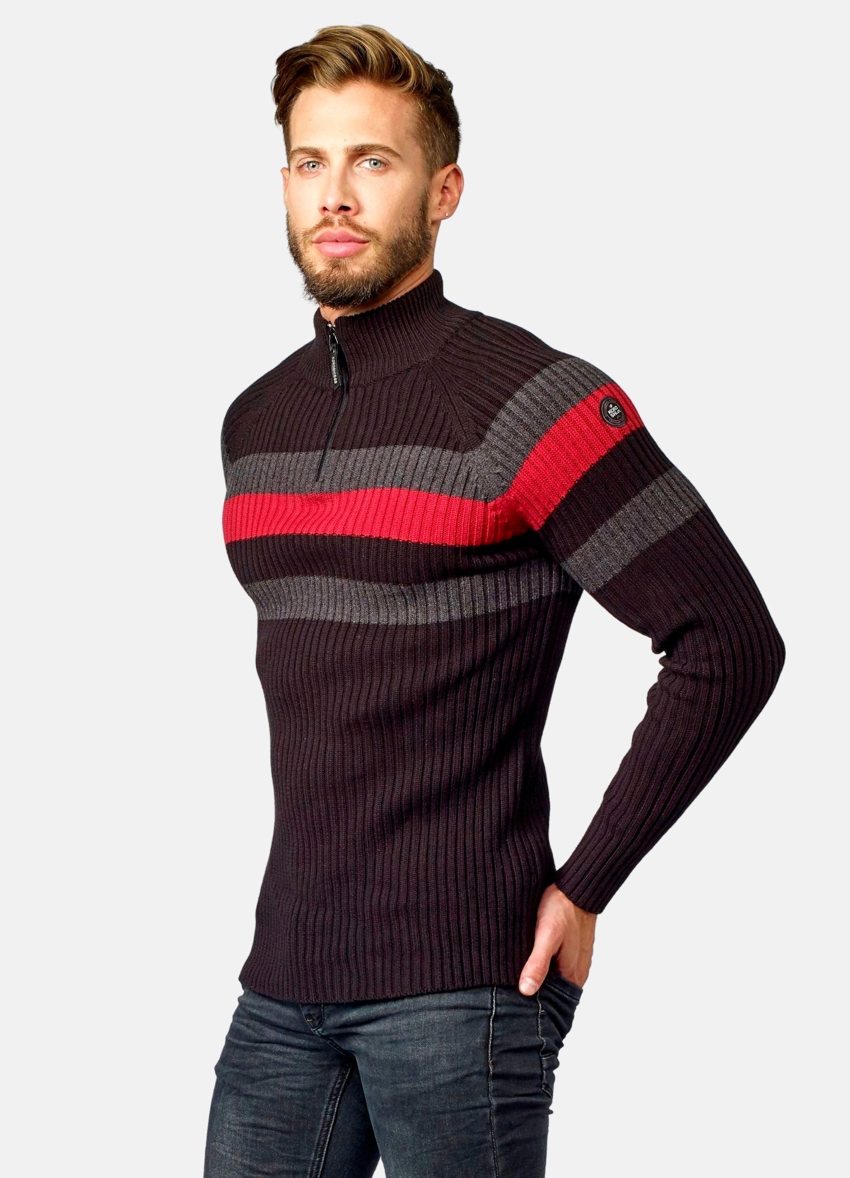 Jersey Hombre Punto Canalé Media Cremallera – Koroshi 2021TR08