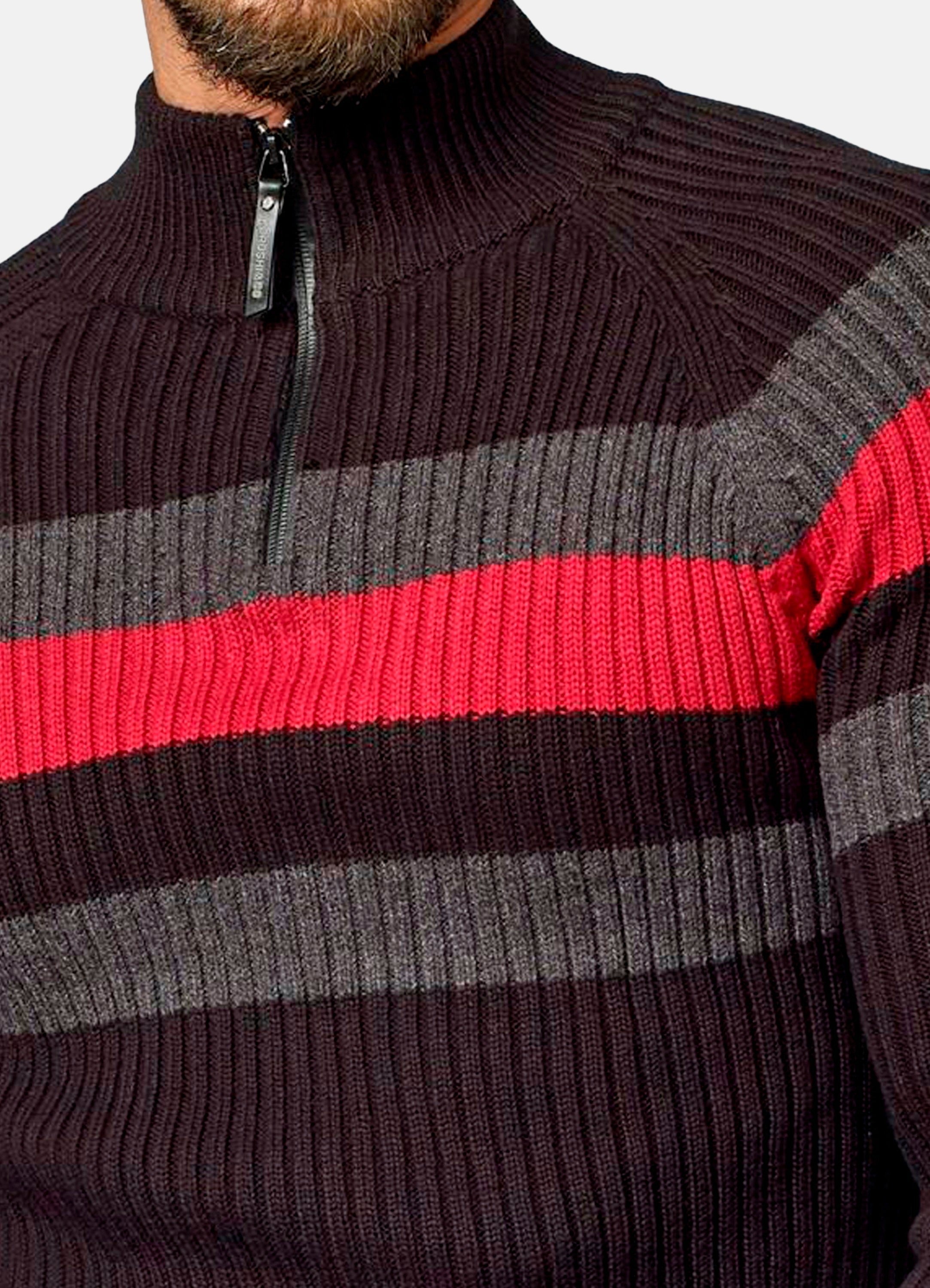 Jersey Hombre Punto Canalé Media Cremallera – Koroshi 2021TR08