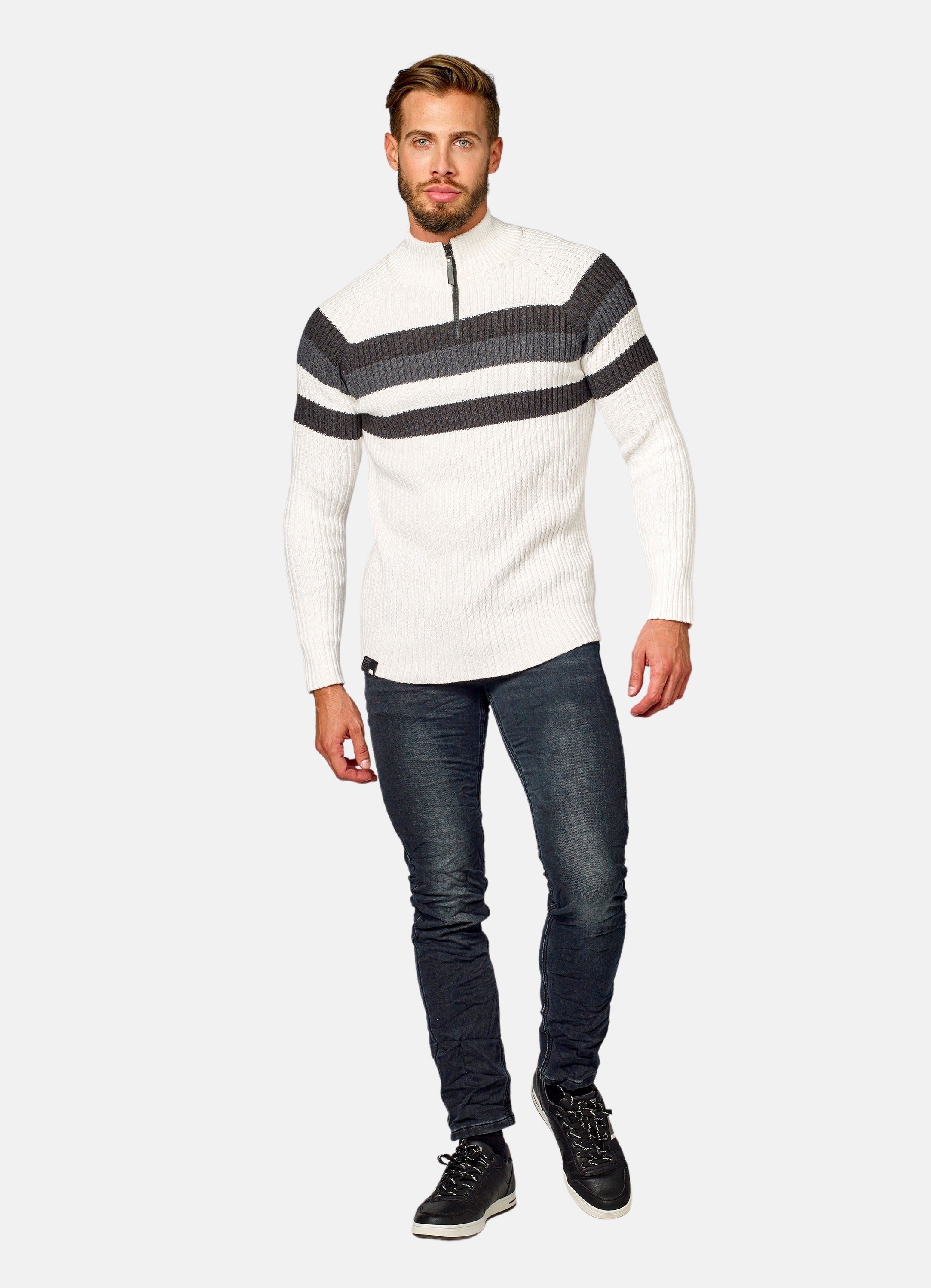Jersey Hombre Punto Canalé Media Cremallera – Koroshi 2021TR08