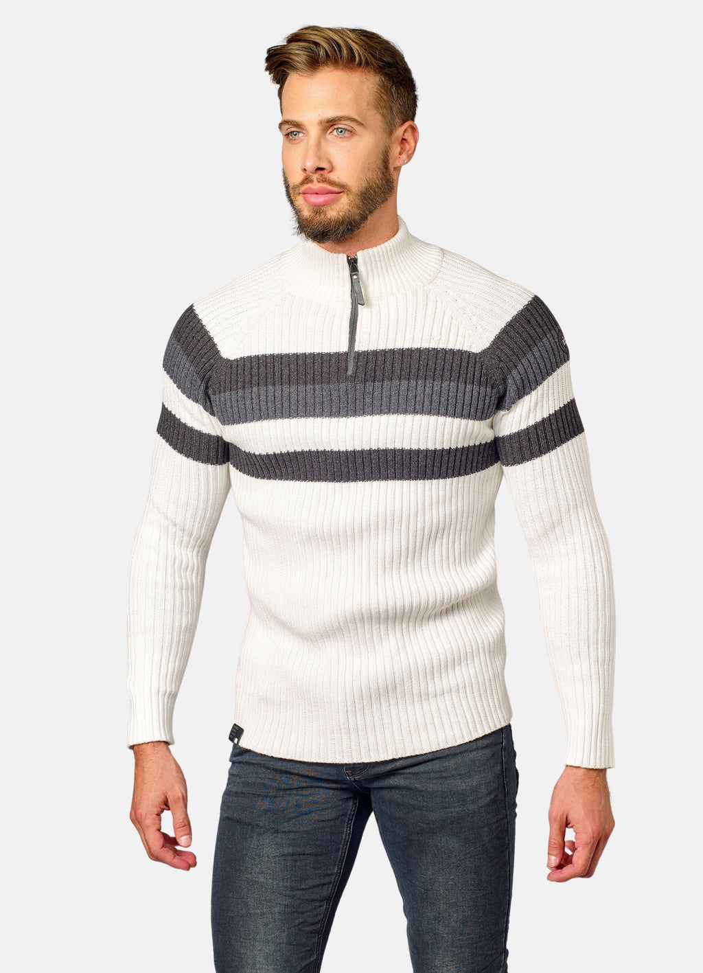 Jersey Hombre Punto Canalé Media Cremallera – Koroshi 2021TR08