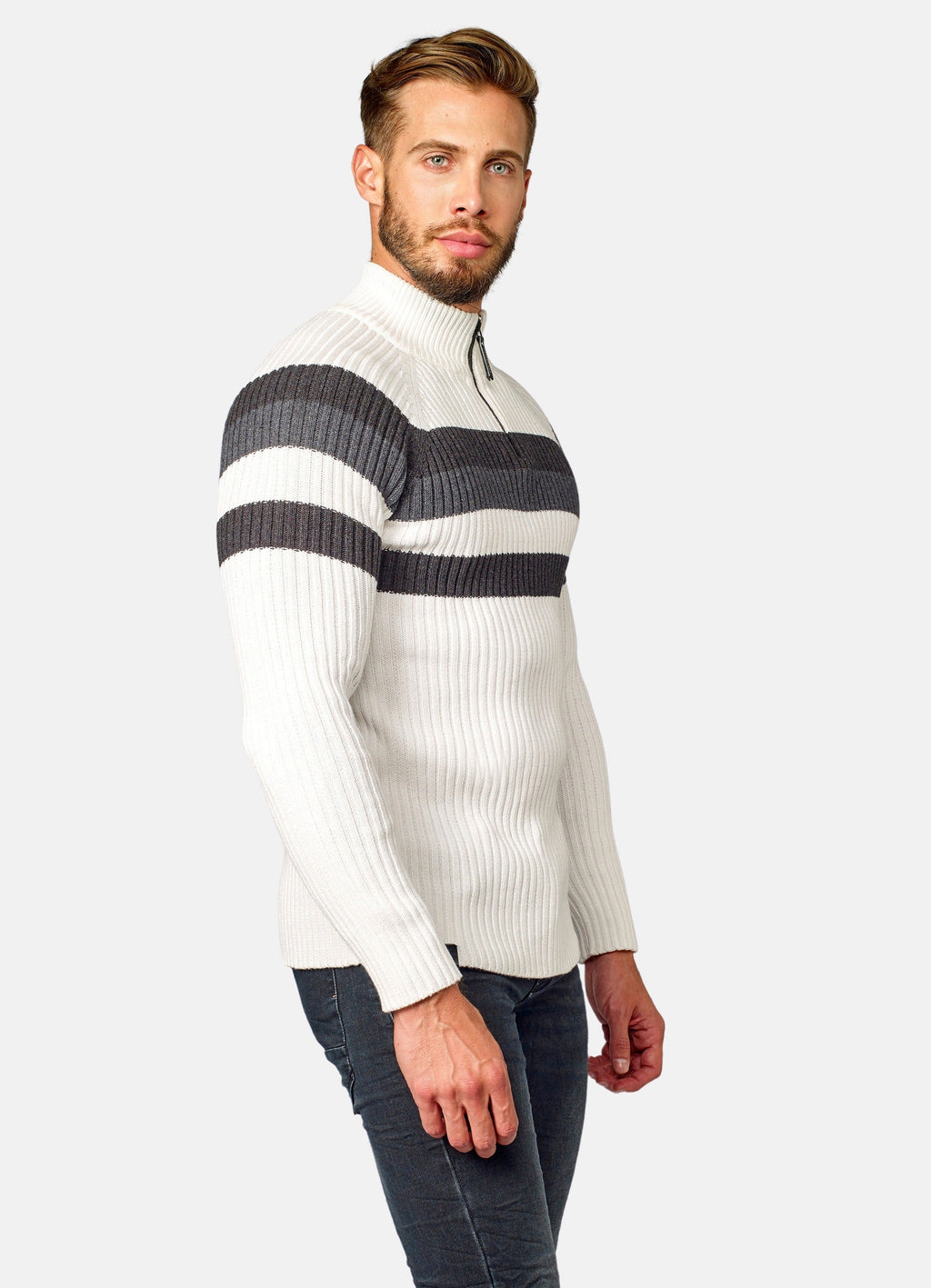 Jersey Hombre Punto Canalé Media Cremallera – Koroshi 2021TR08