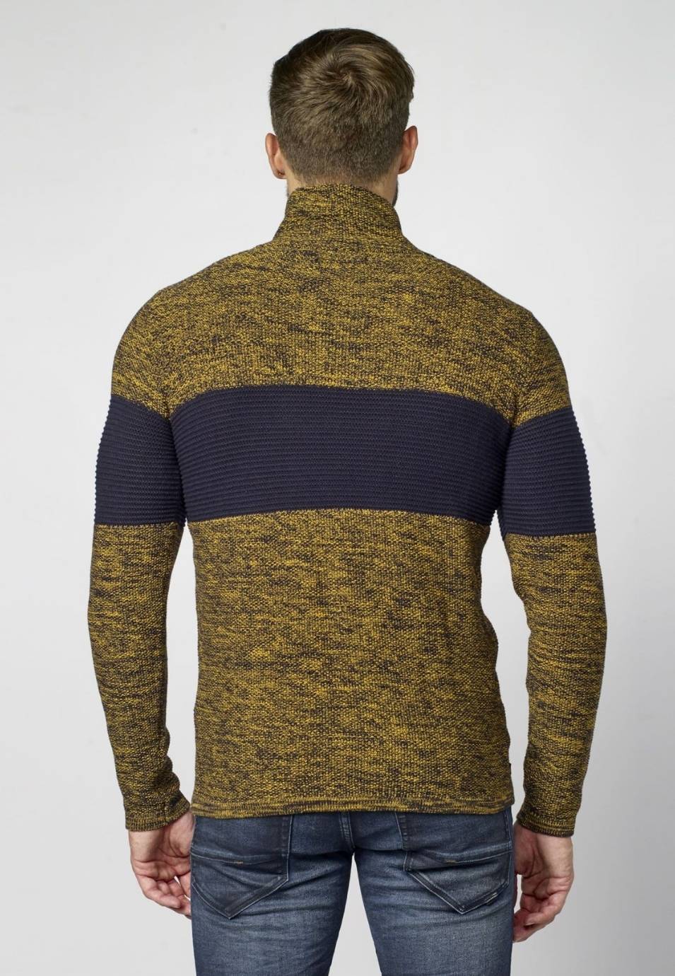 Jersey Hombre Jaspeado Cuello Cruzado con Cremallera – Koroshi 2021TR14
