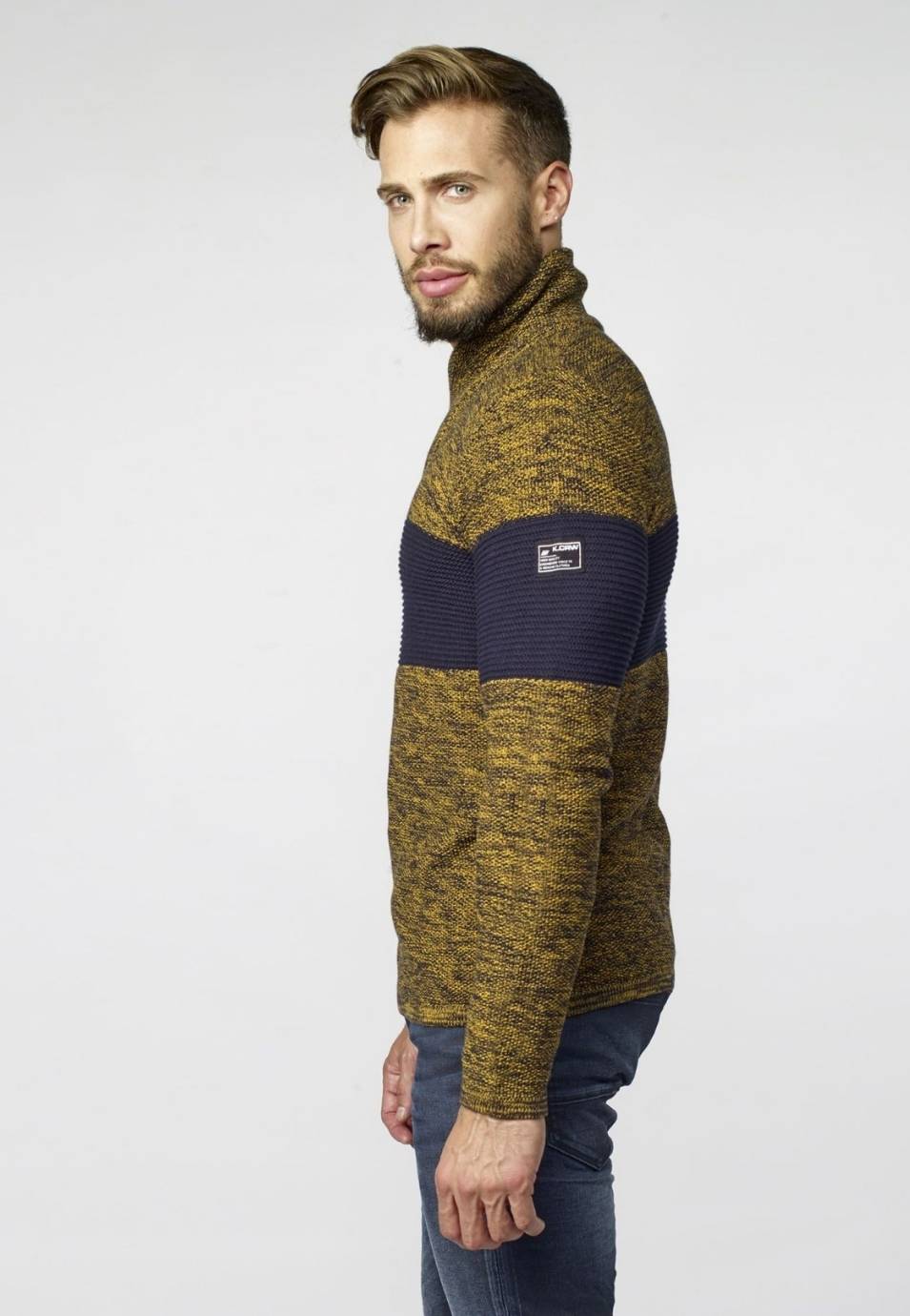 Jersey Hombre Jaspeado Cuello Cruzado con Cremallera – Koroshi 2021TR14