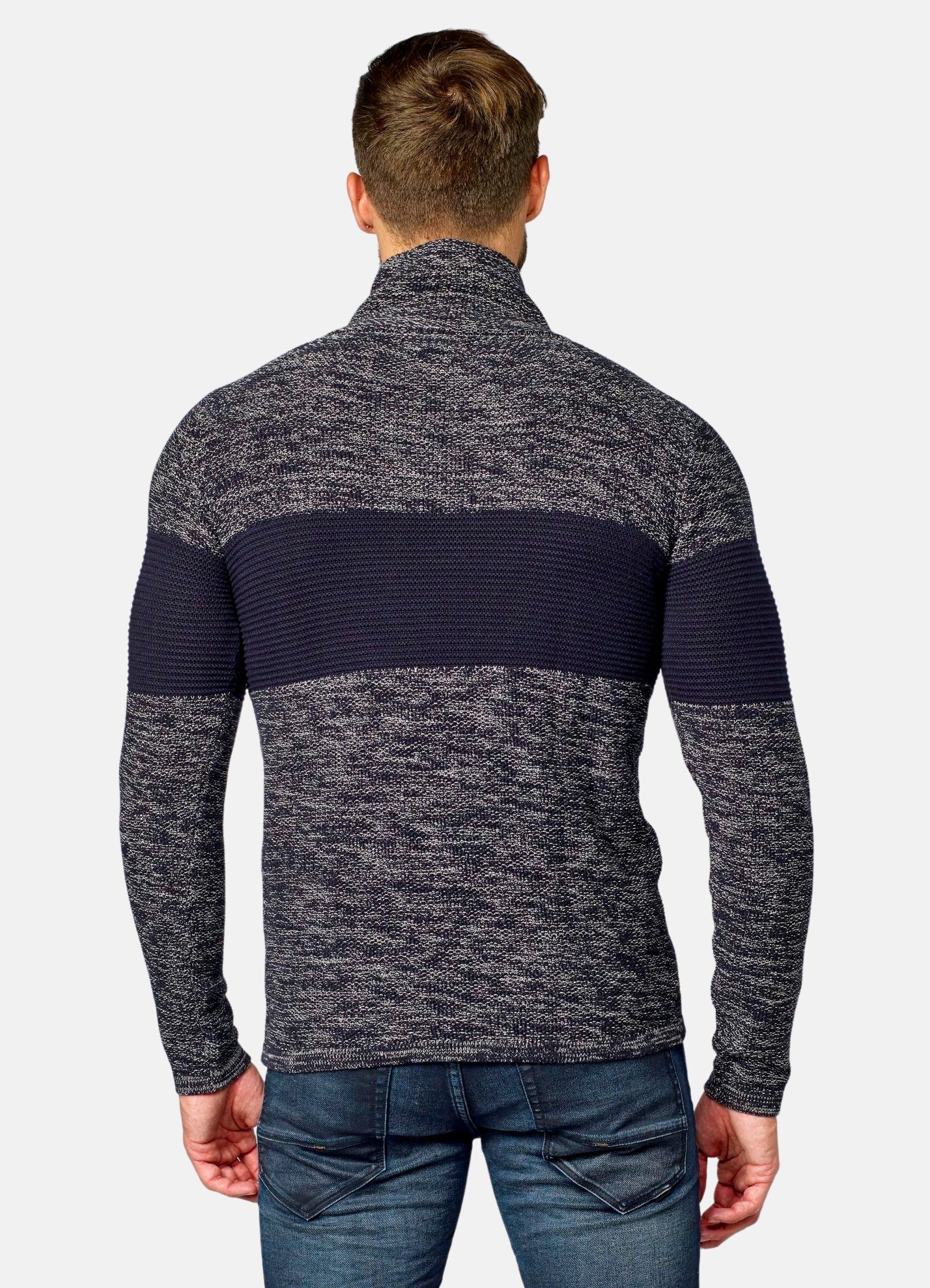 Jersey Hombre Jaspeado Cuello Cruzado con Cremallera – Koroshi 2021TR14
