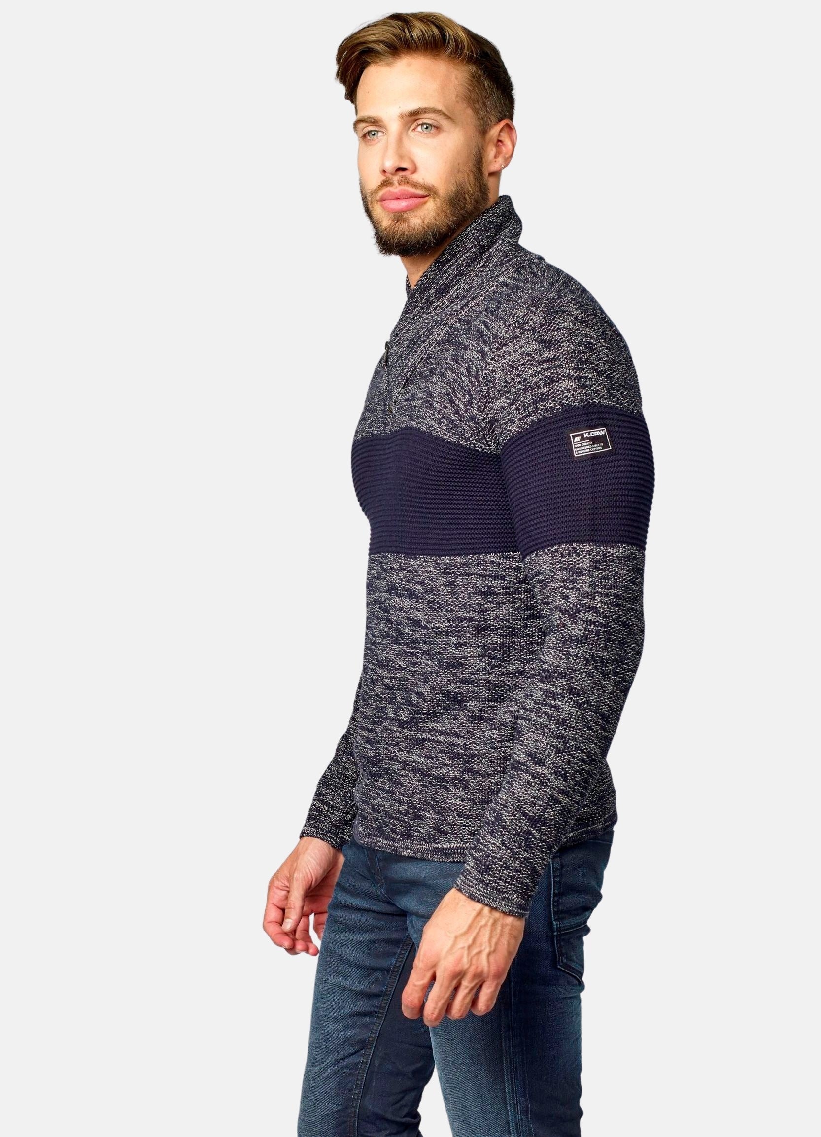 Jersey Hombre Jaspeado Cuello Cruzado con Cremallera – Koroshi 2021TR14