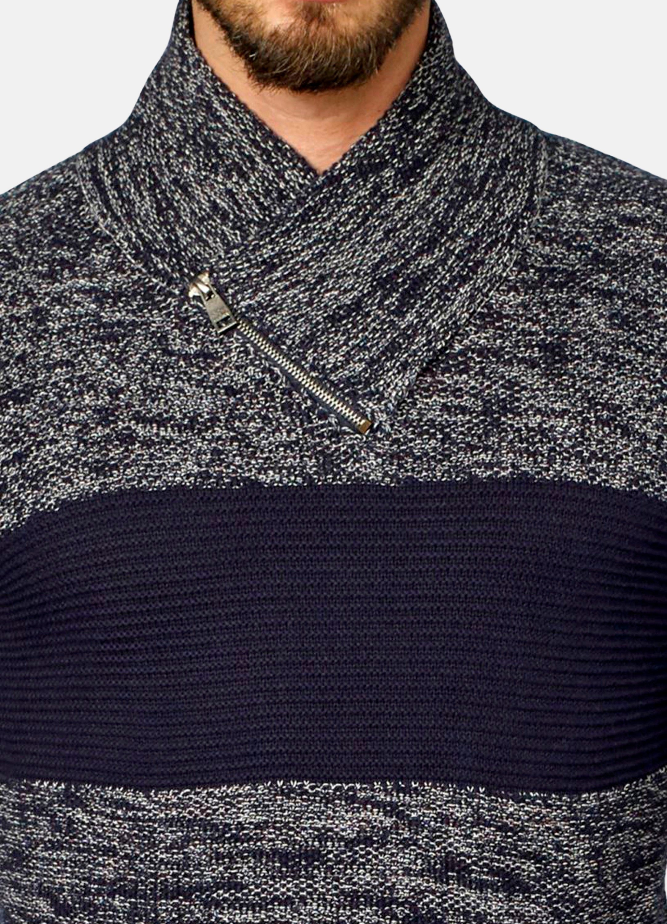 Jersey Hombre Jaspeado Cuello Cruzado con Cremallera – Koroshi 2021TR14