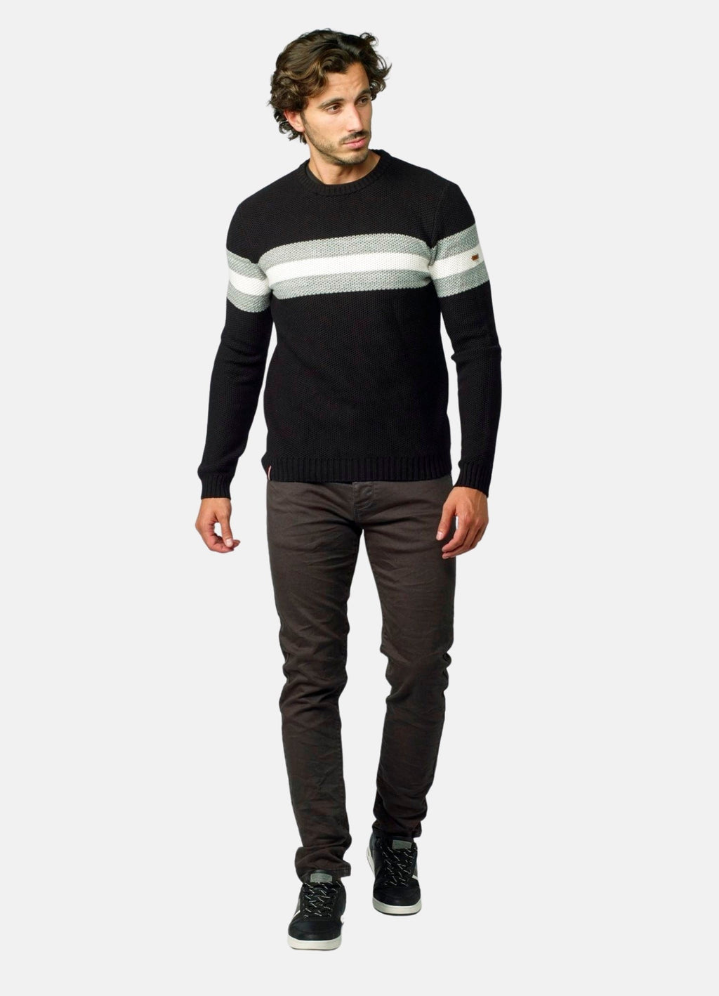 Jersey Hombre Punto de Abeja Rayas a Contraste – Koroshi 2021TR15
